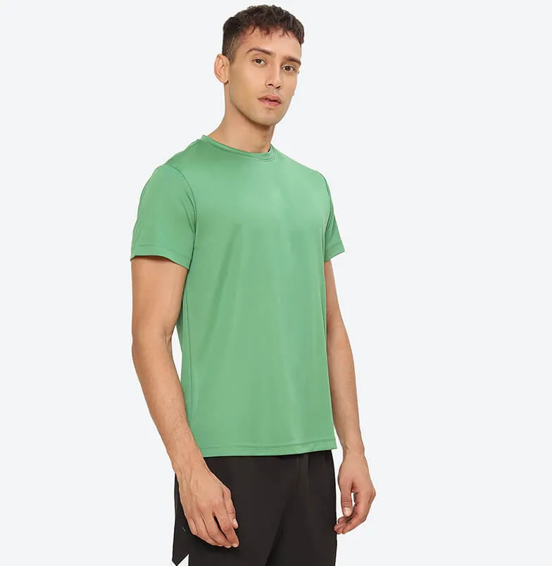 Budoc Round Neck Half Sleeve Solid Regular fit Polyester T-shirt for Men Comfortable Breathable Fabric Stretchable for Everyday Use Ideal for Yoga Training Gym Running or Performance