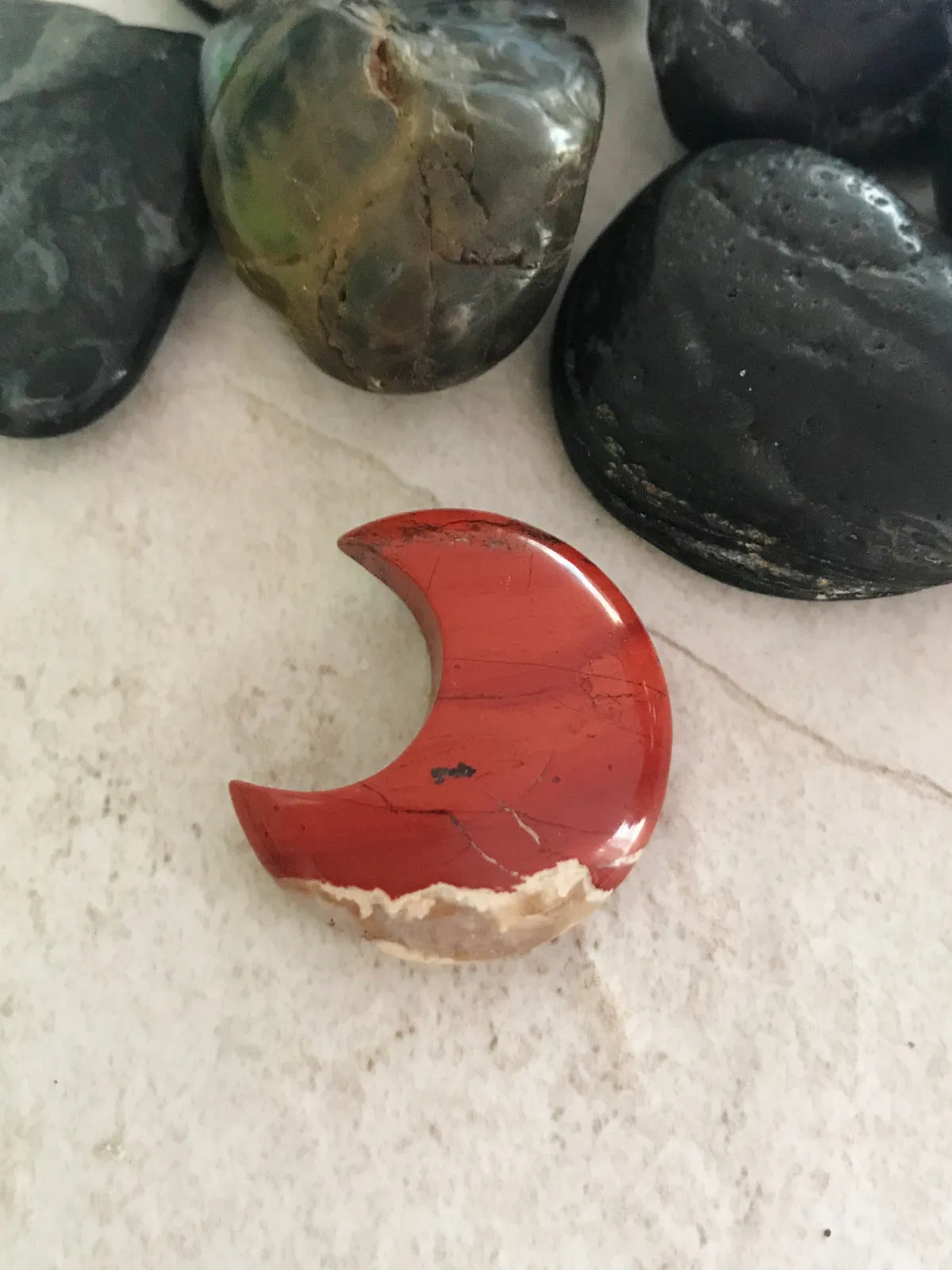 Carved Stone Crescent Moon