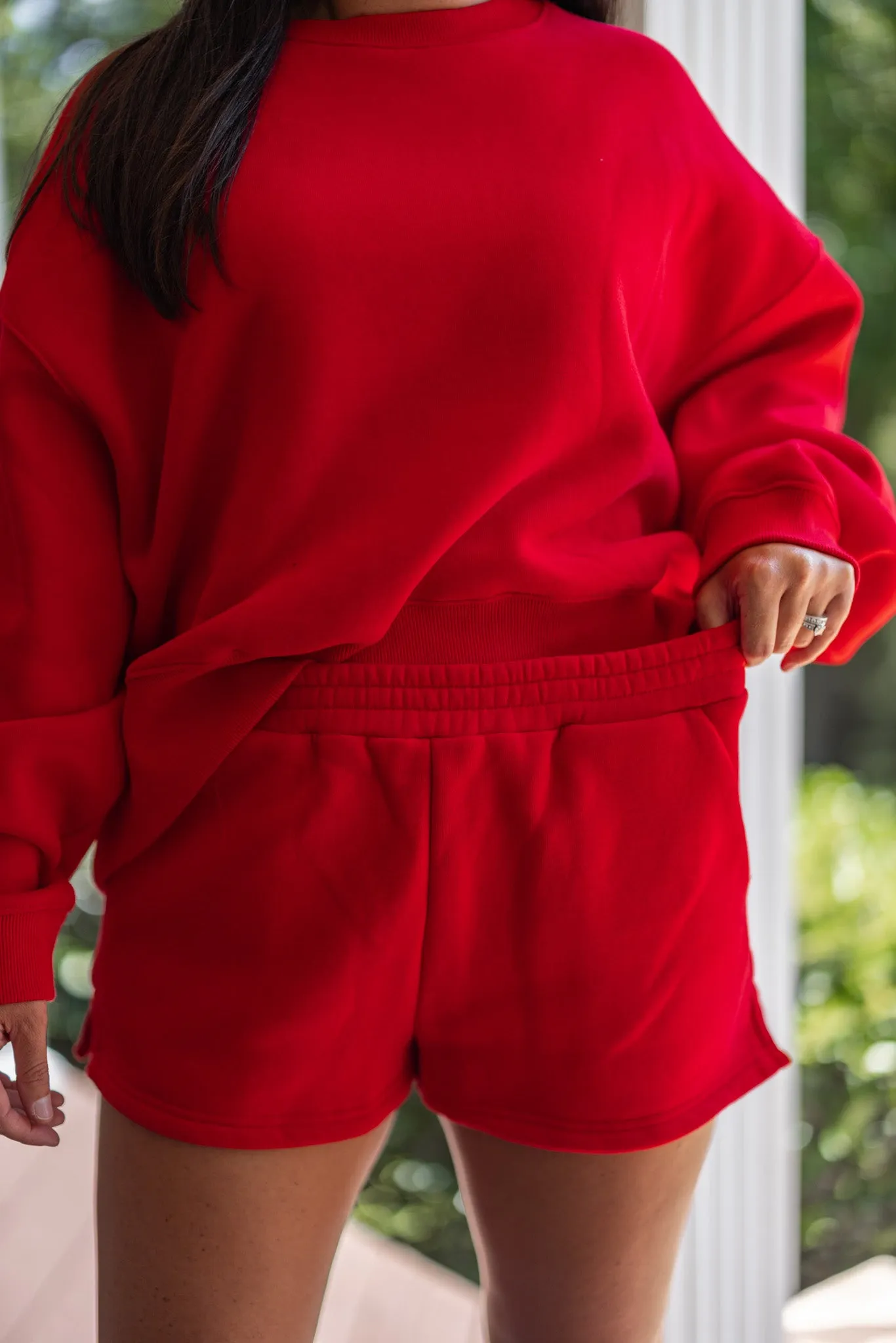 Casually Extra Red Knit Shorts