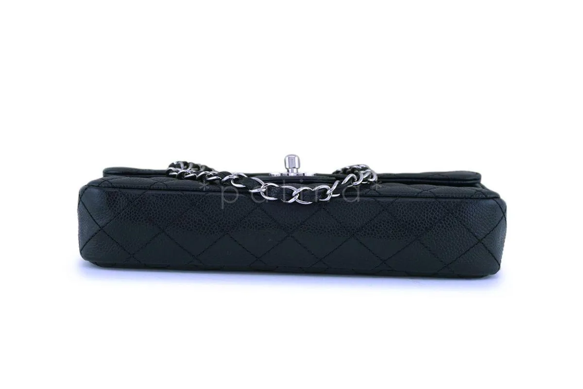 Chanel Black Caviar Classic East West Flap Bag SHW