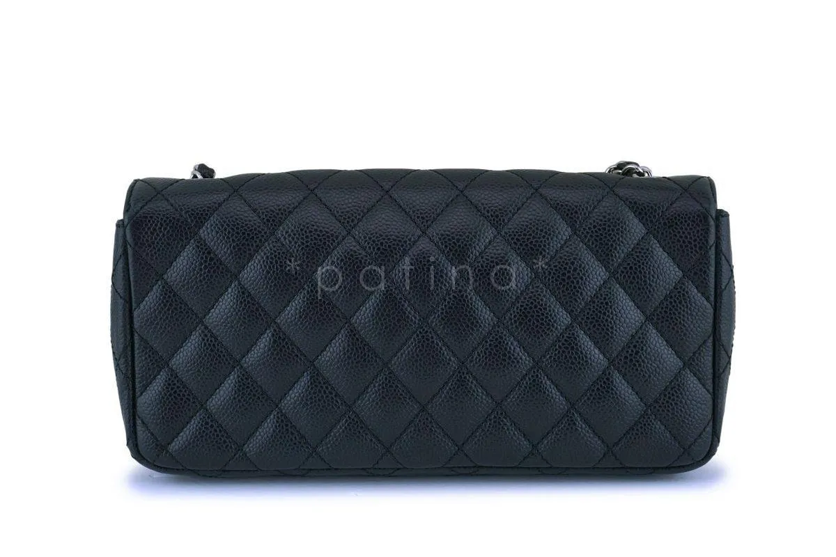 Chanel Black Caviar Classic East West Flap Bag SHW