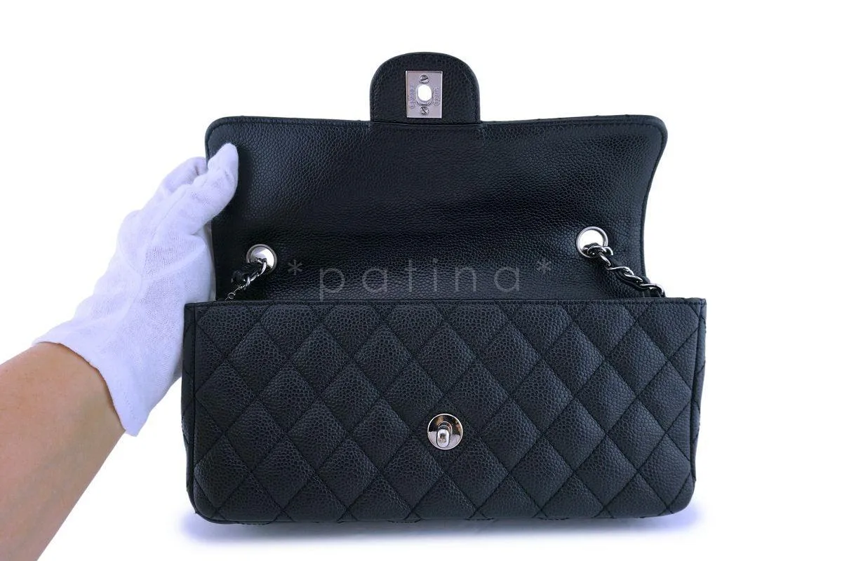 Chanel Black Caviar Classic East West Flap Bag SHW