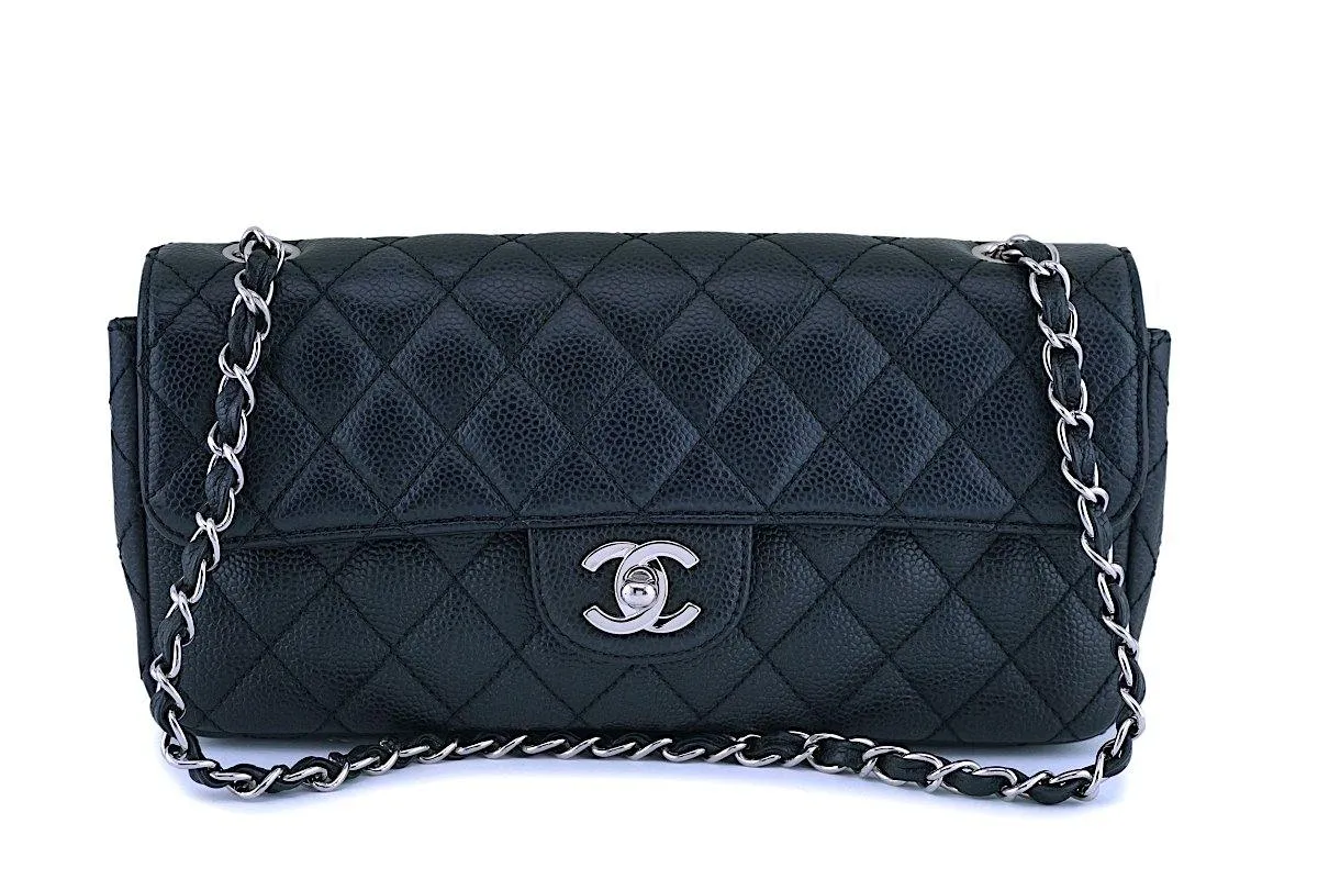 Chanel Black Caviar Classic East West Flap Bag SHW