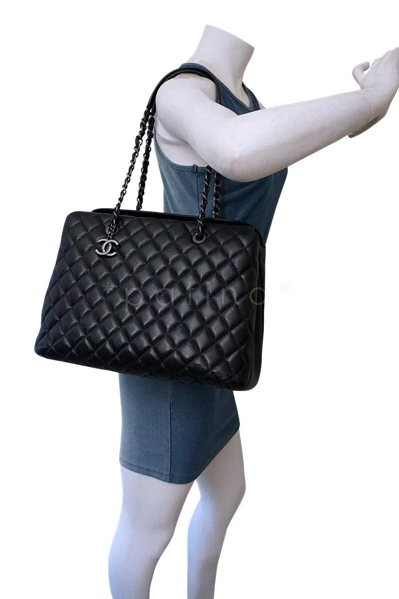 Chanel Black Caviar Classic Quilted Business Tote Bag