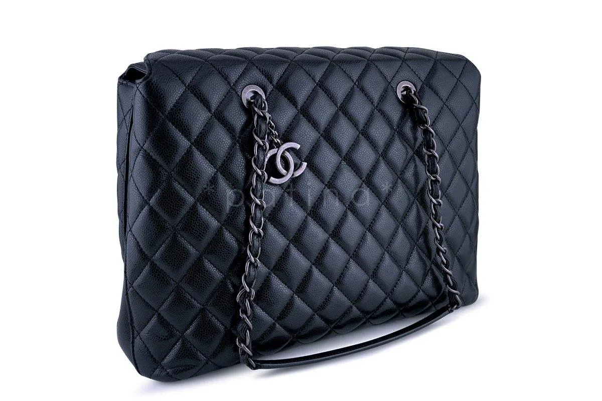 Chanel Black Caviar Classic Quilted Business Tote Bag