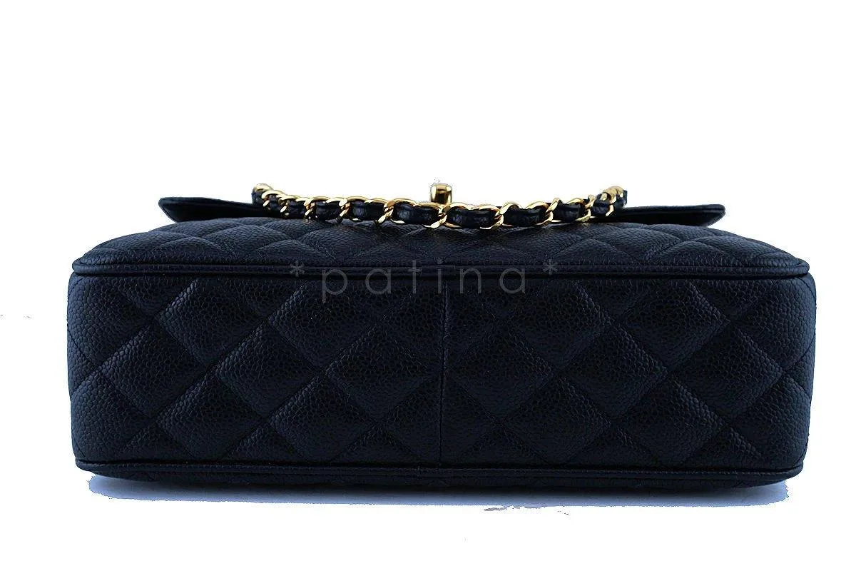 Chanel Black Caviar Classic Quilted Flap Camera Purse Bag