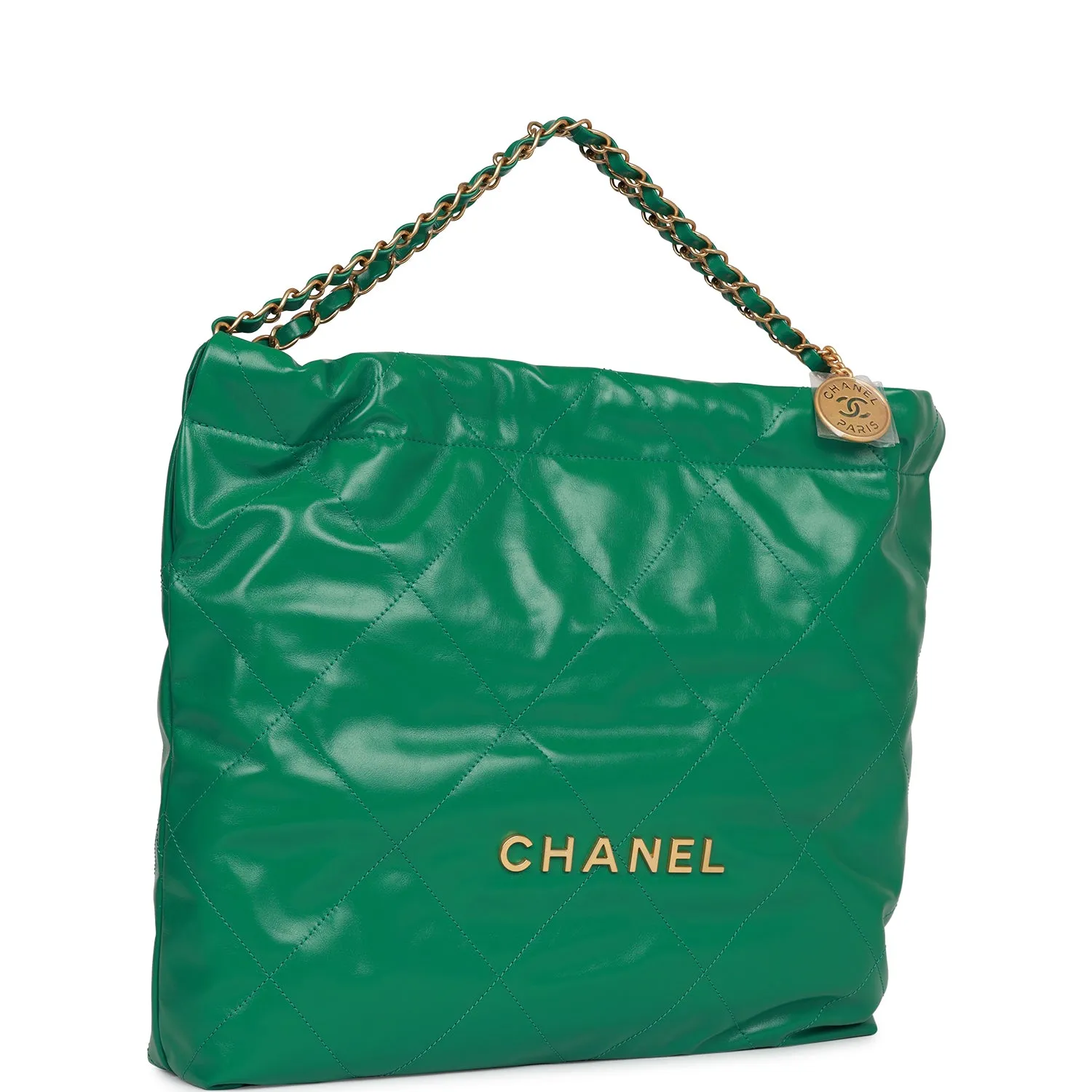 Chanel Medium 22 Bag Green Calfskin Gold Hardware