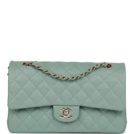 Chanel Medium Classic Double Flap Bag Green Caviar Light Gold Hardware