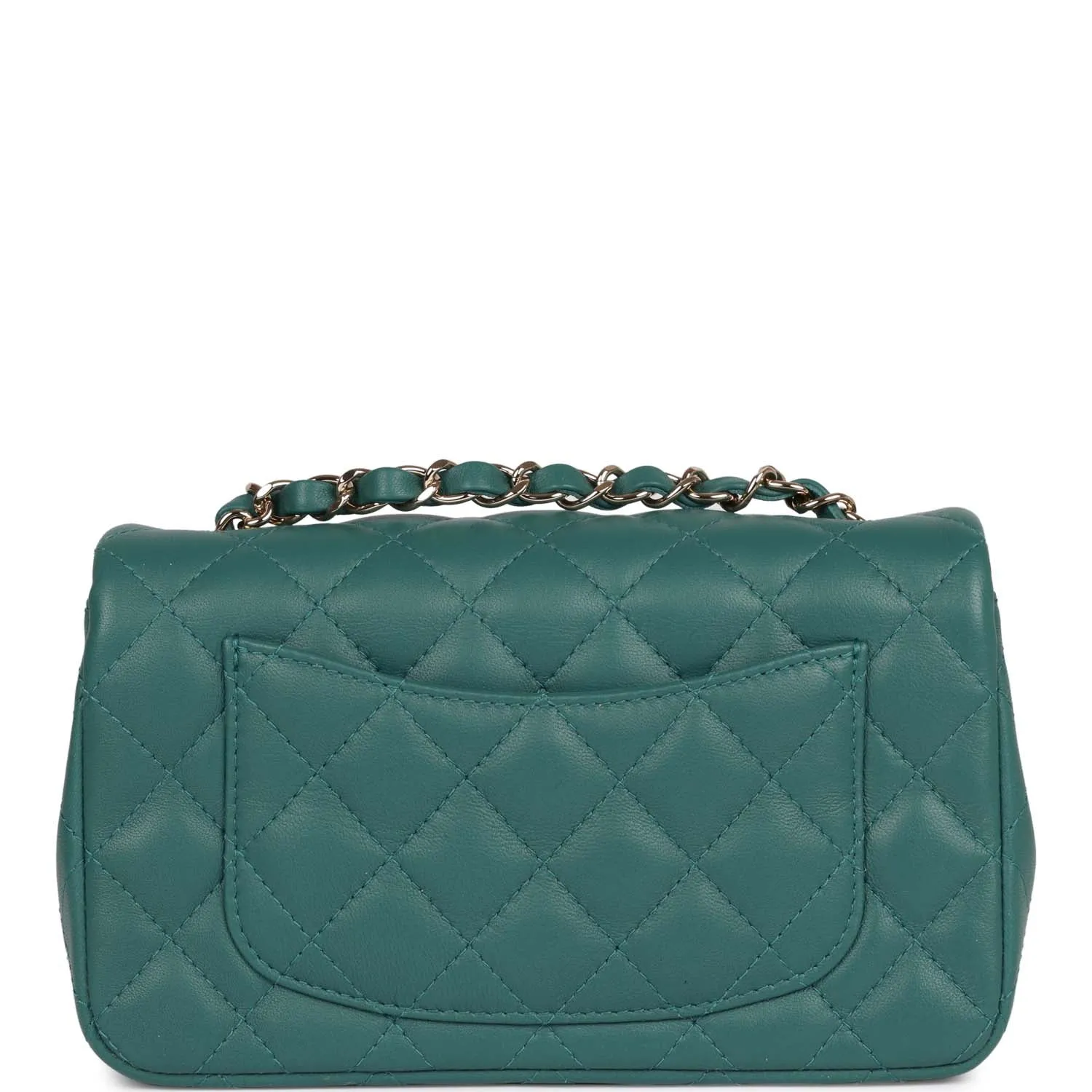 Chanel Mini Rectangular Flap Bag Green Lambskin Light Gold Hardware