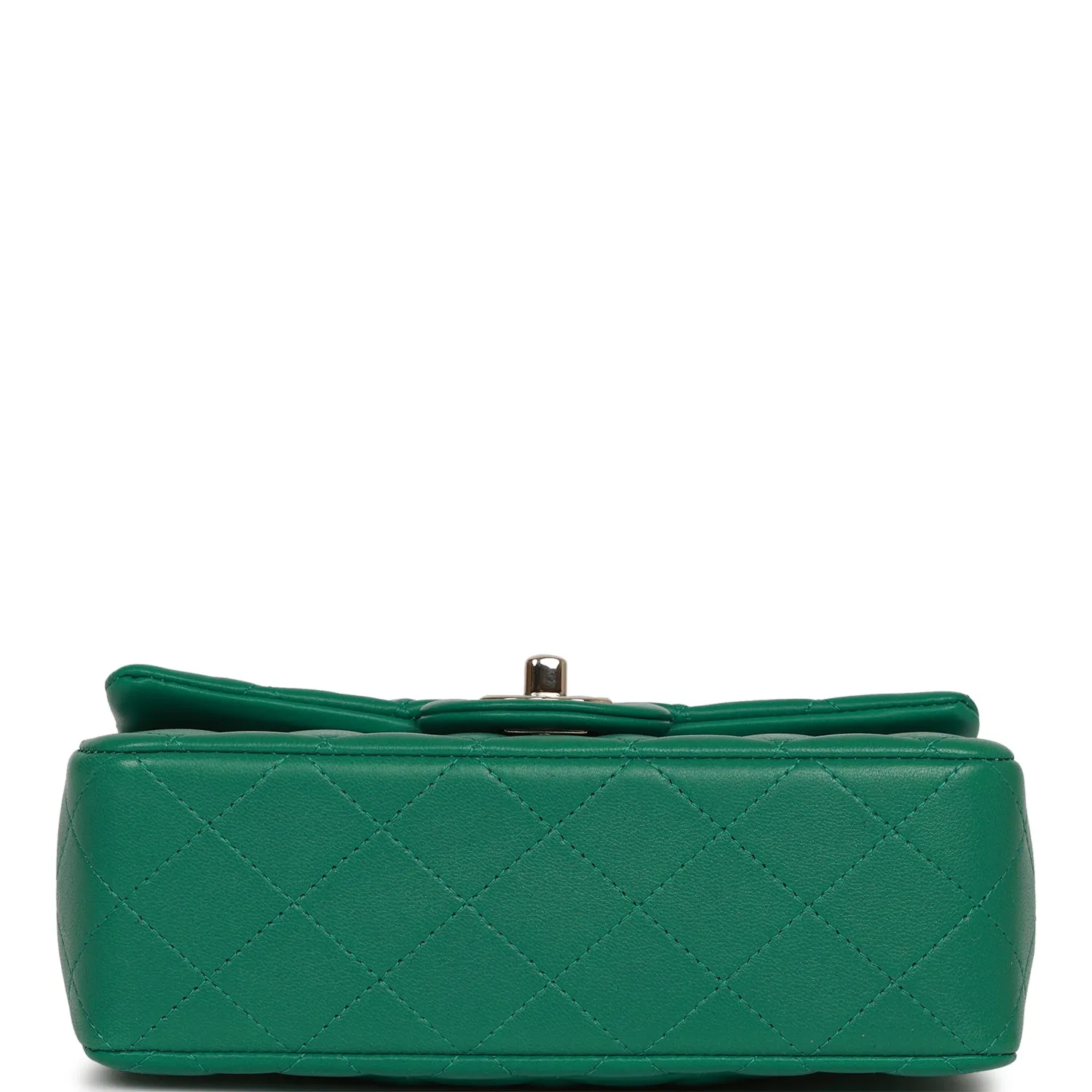 Chanel Mini Rectangular Flap with Top Handle Green Lambskin Light Gold Hardware