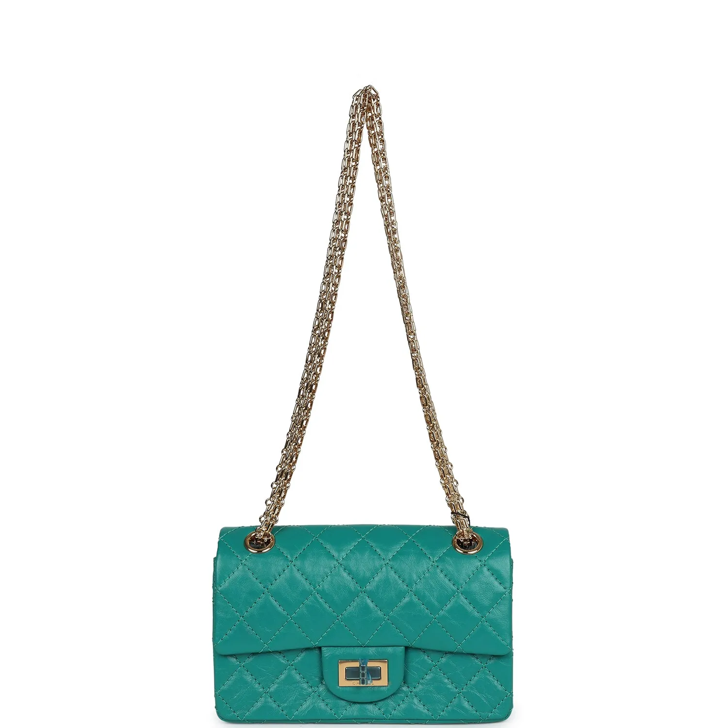 Chanel Mini Reissue 224 2.55 Flap Green Aged Calfskin Antique Gold Hardware