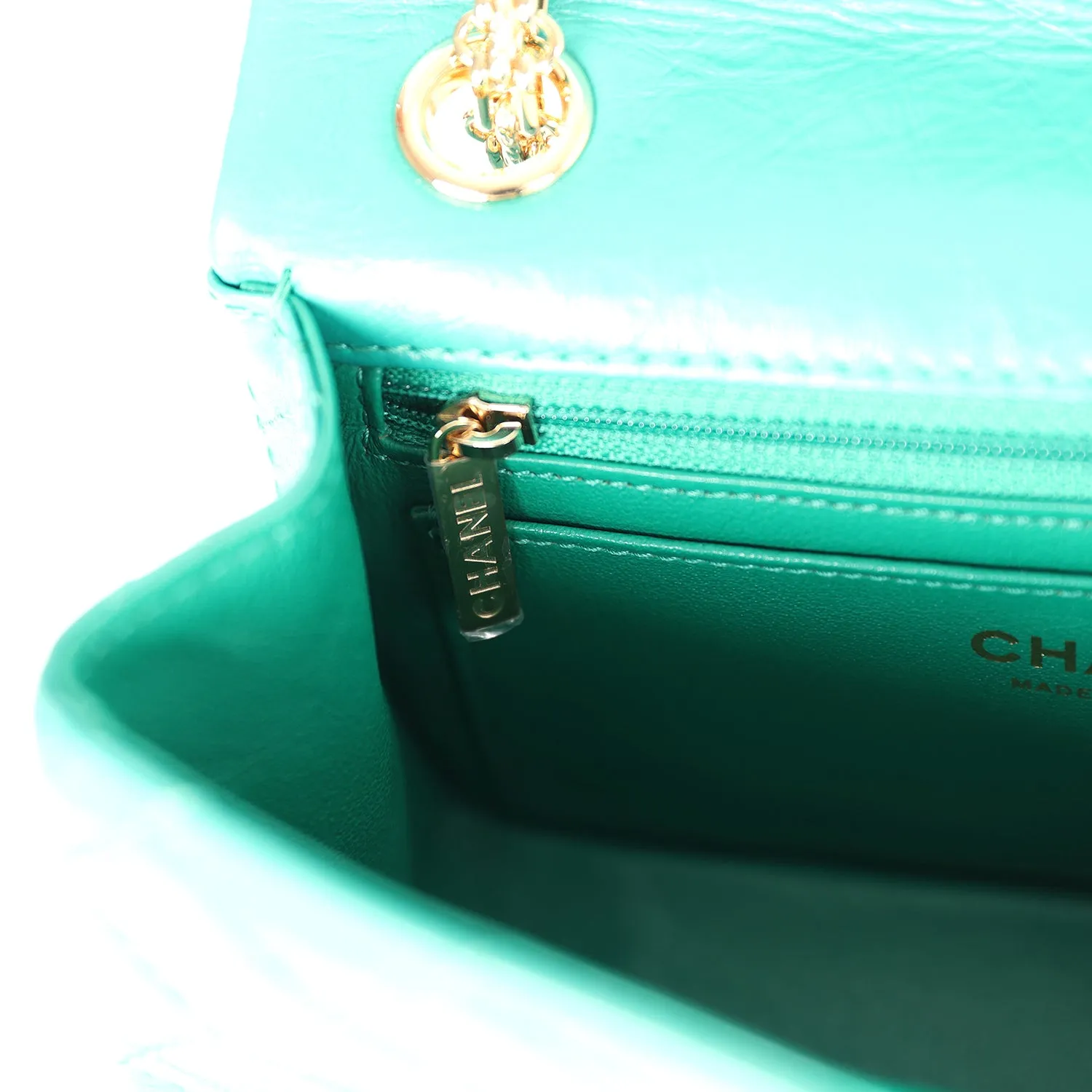 Chanel Mini Reissue 224 2.55 Flap Green Aged Calfskin Antique Gold Hardware