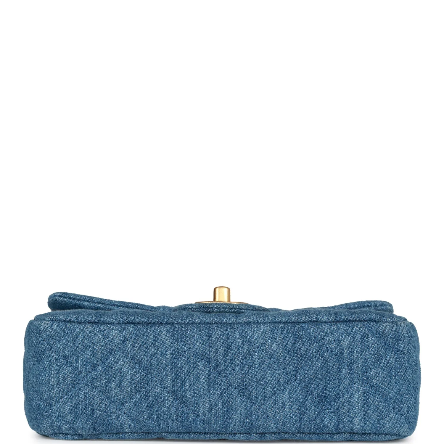 Chanel Pearl Crush Mini Rectangular Flap Bag Blue Denim Lambskin Antique Gold Hardware