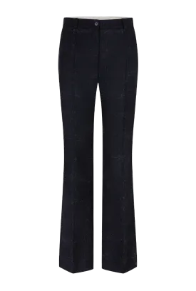 Check Wool Tailored Pants l Midnight