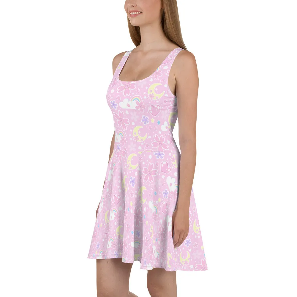 Cherry Blossom Dreams Pink Skater Dress