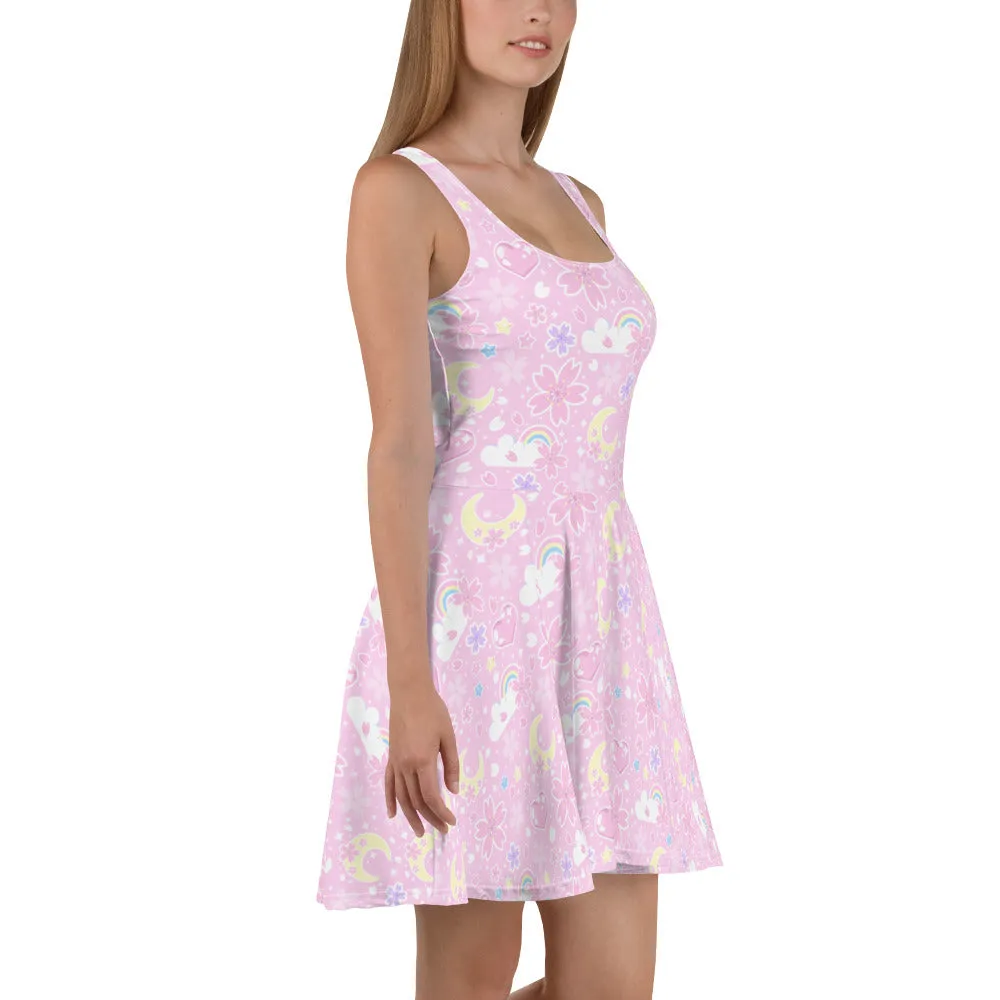 Cherry Blossom Dreams Pink Skater Dress