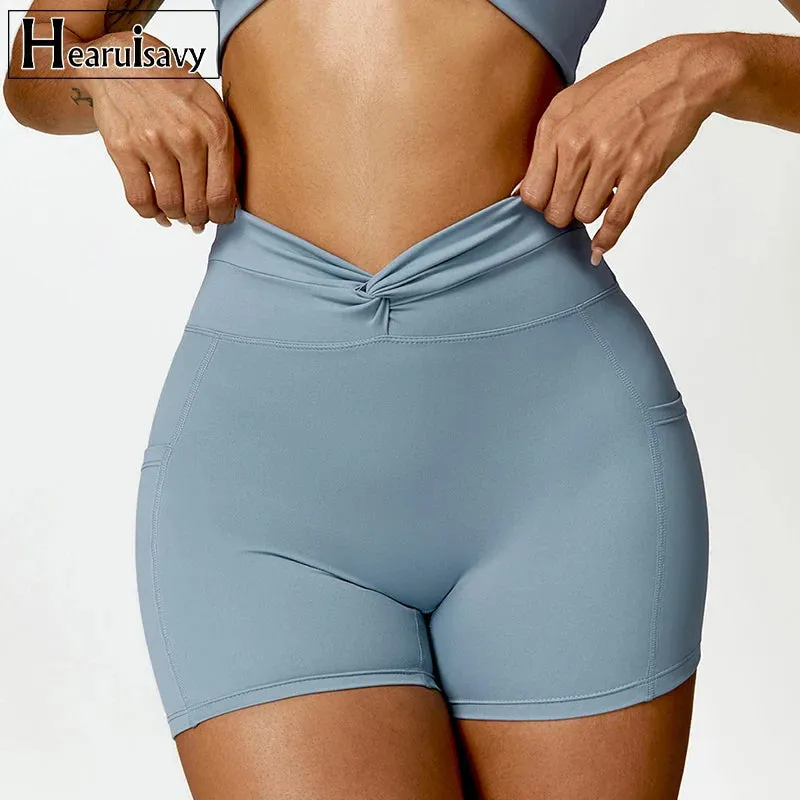 Cross Push Up Pockets Workout Female Yoga Clothes Sports Short