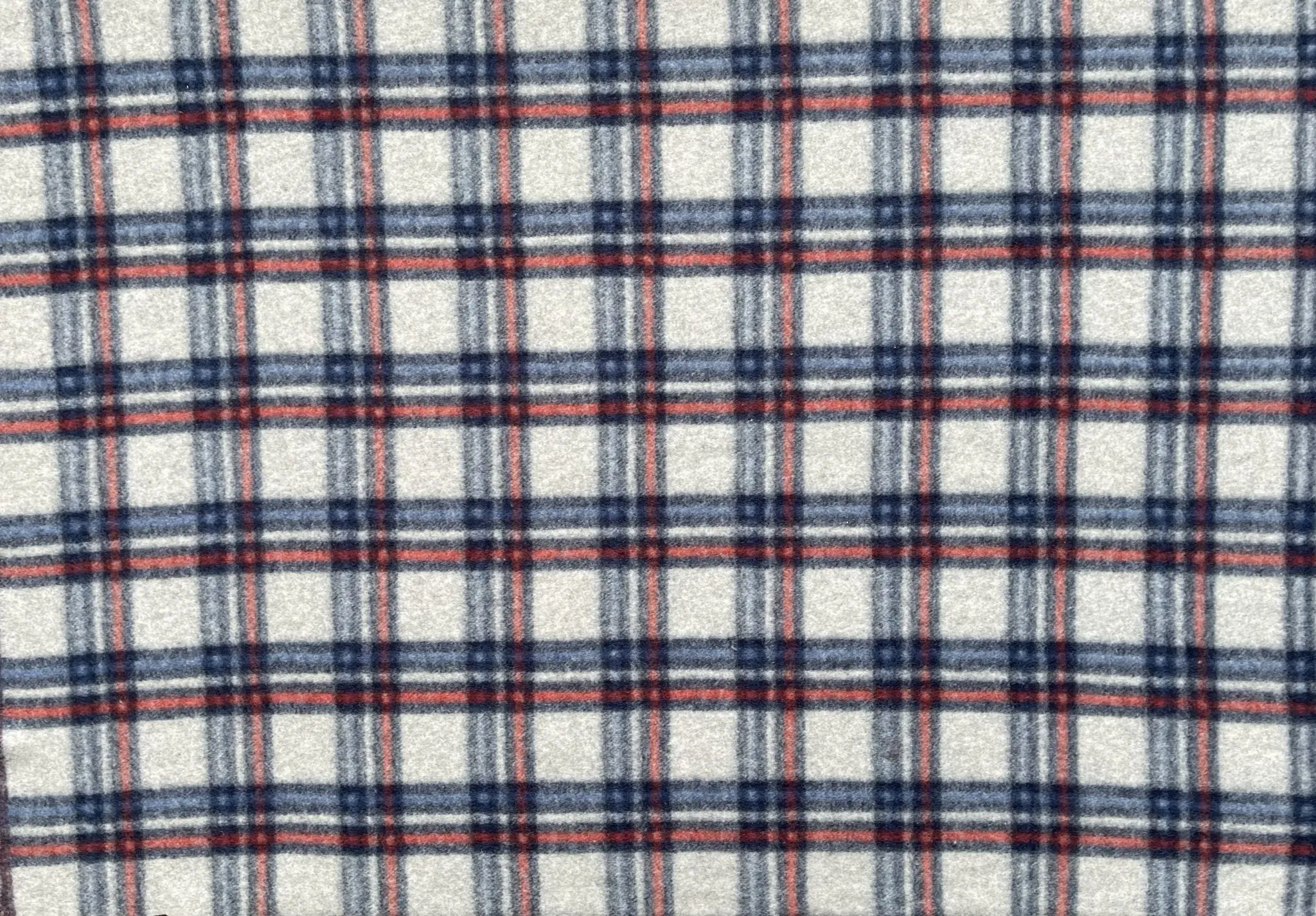 Designer Printed Wool Blue plaid Fabric