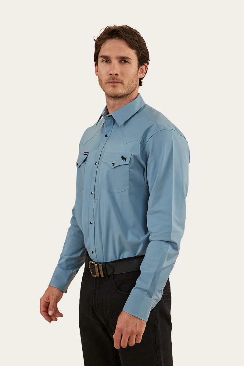 Dillinger Mens Western Shirt - Mid Blue