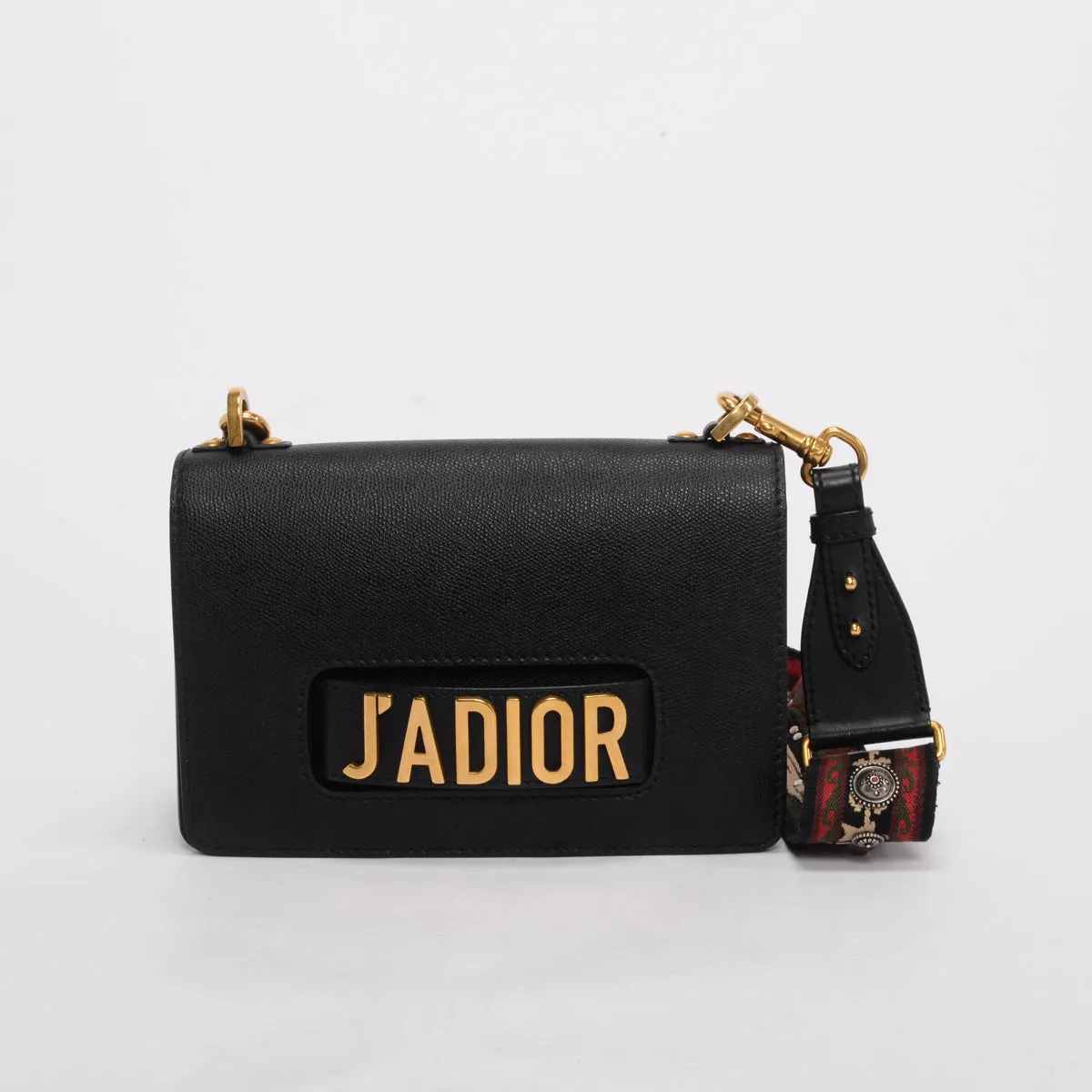 Dior Black Grained Calfskin J'Adior Flap Bag   Bohemian Strap