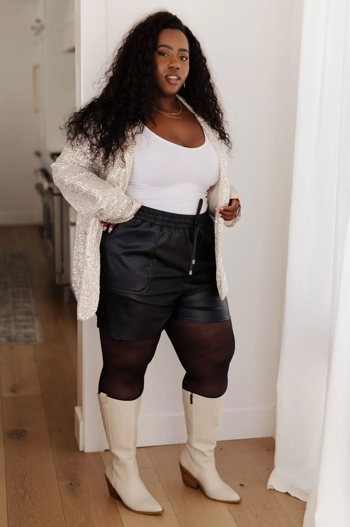 Elevate Black Vegan Leather Shorts