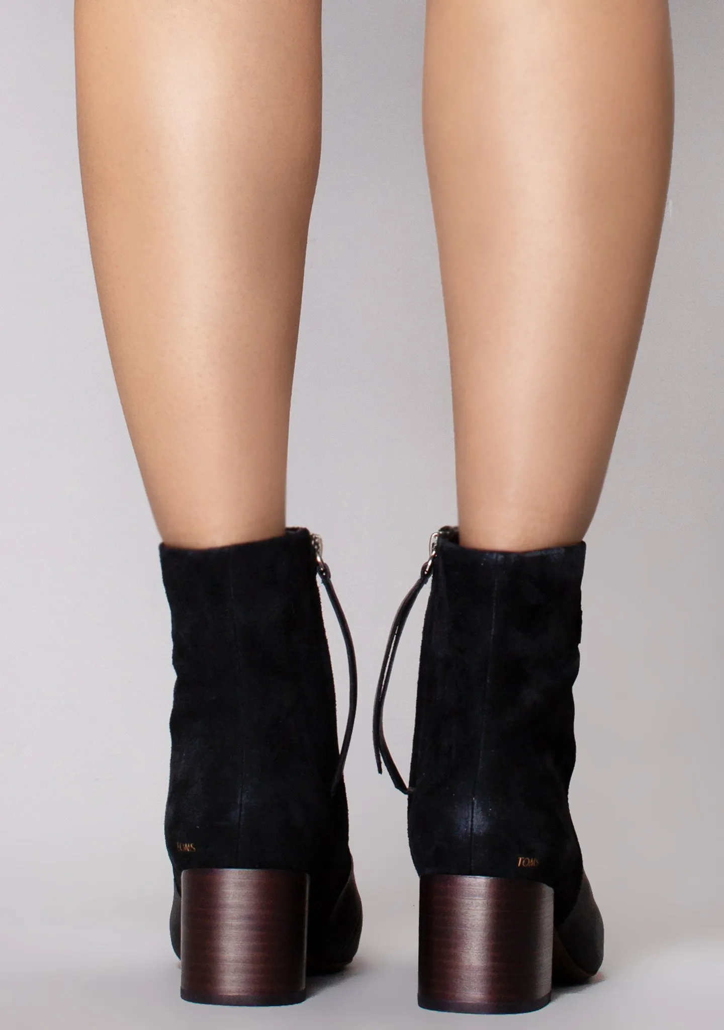 Emmy Black Leather Nubuck Booties