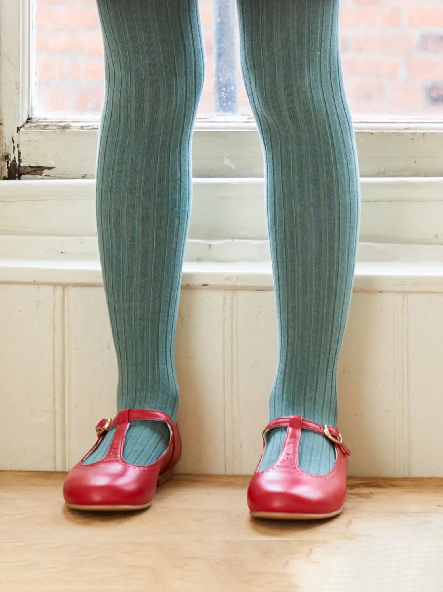 Fern Ribbed Kids Tights