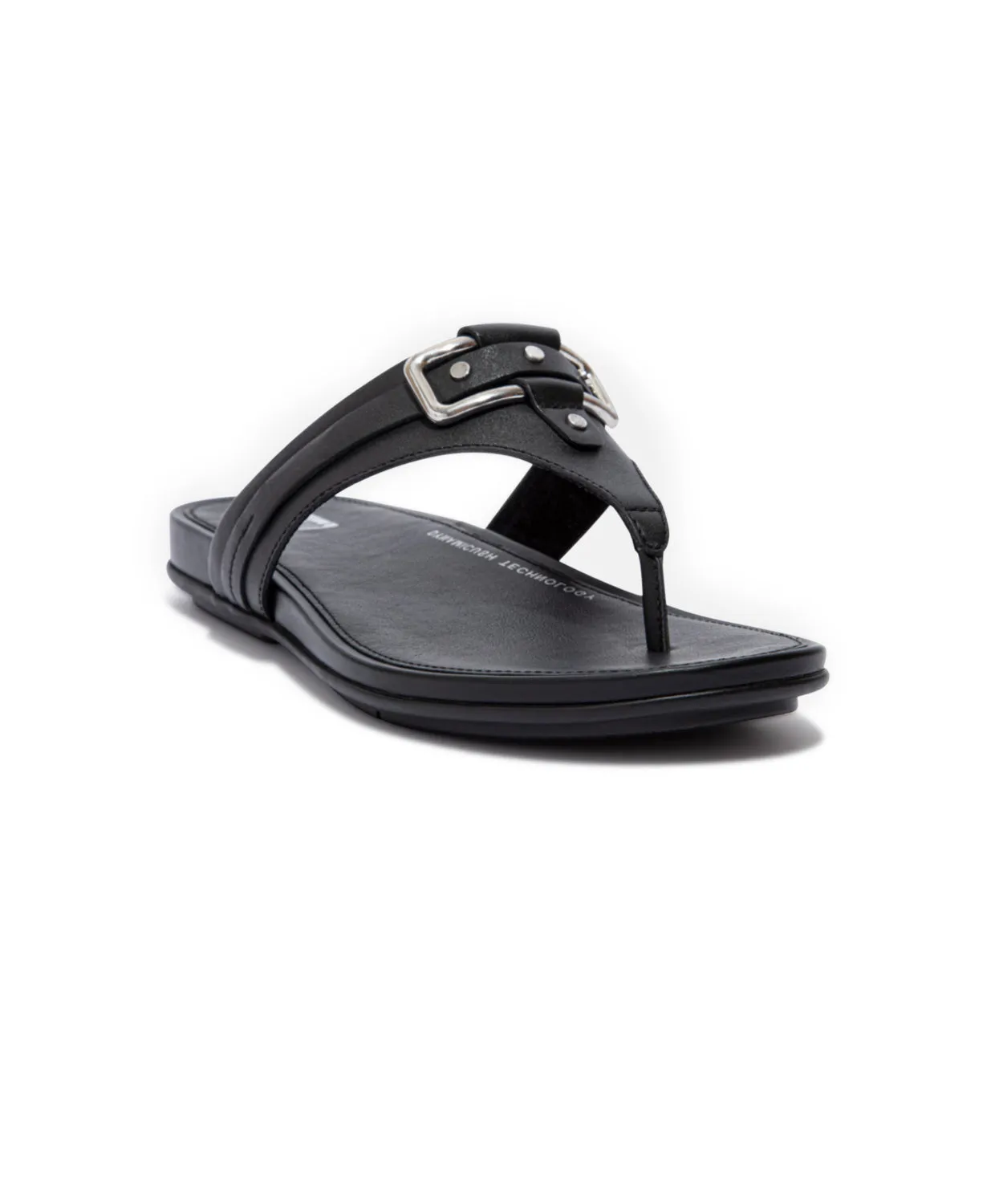 FitFlop Gracie Stud-Buckle Leather Toe Post Sandals Black