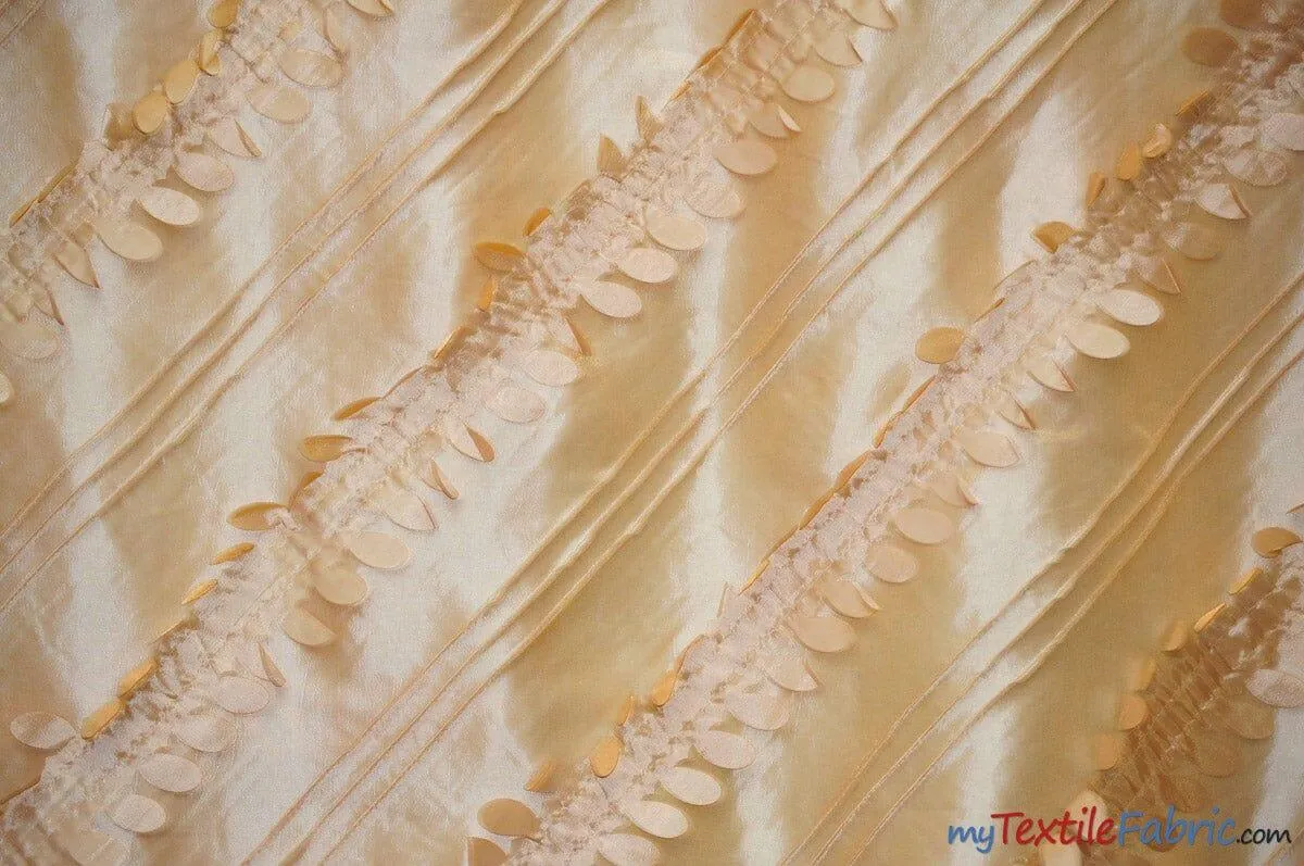 Forest Taffeta Embroidery | Hanging Leaf Taffeta | 54" Wide | Multiple Colors |