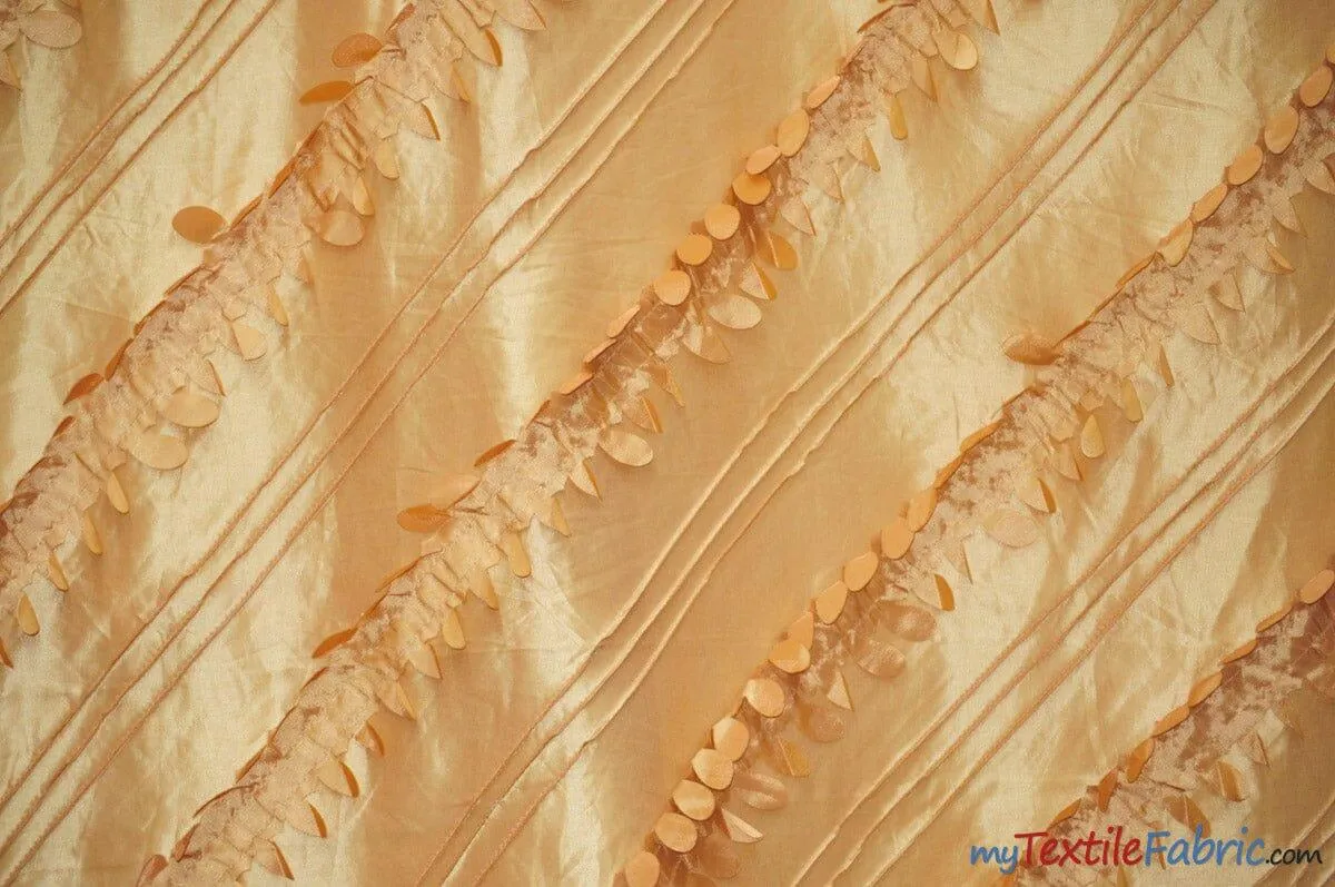 Forest Taffeta Embroidery | Hanging Leaf Taffeta | 54" Wide | Multiple Colors |