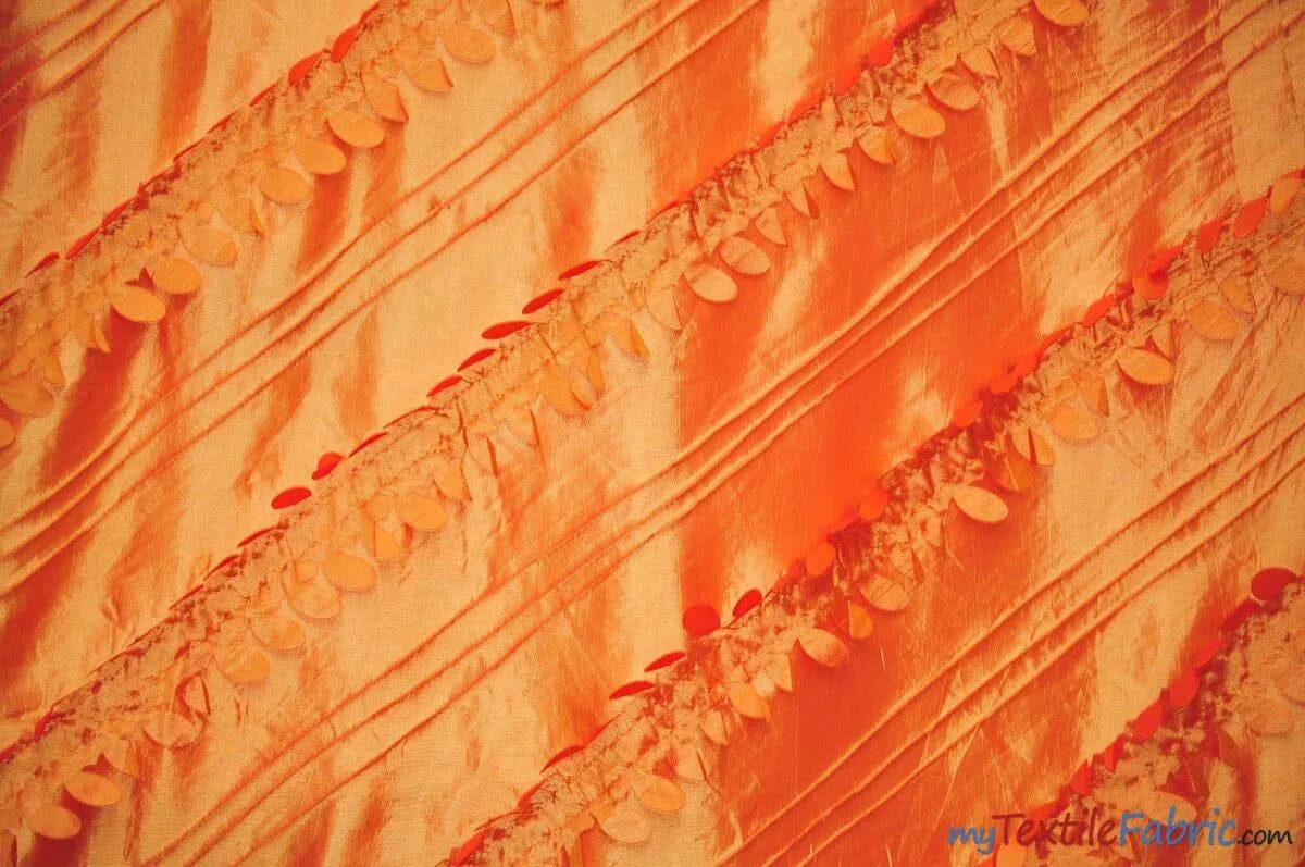 Forest Taffeta Embroidery | Hanging Leaf Taffeta | 54" Wide | Multiple Colors |