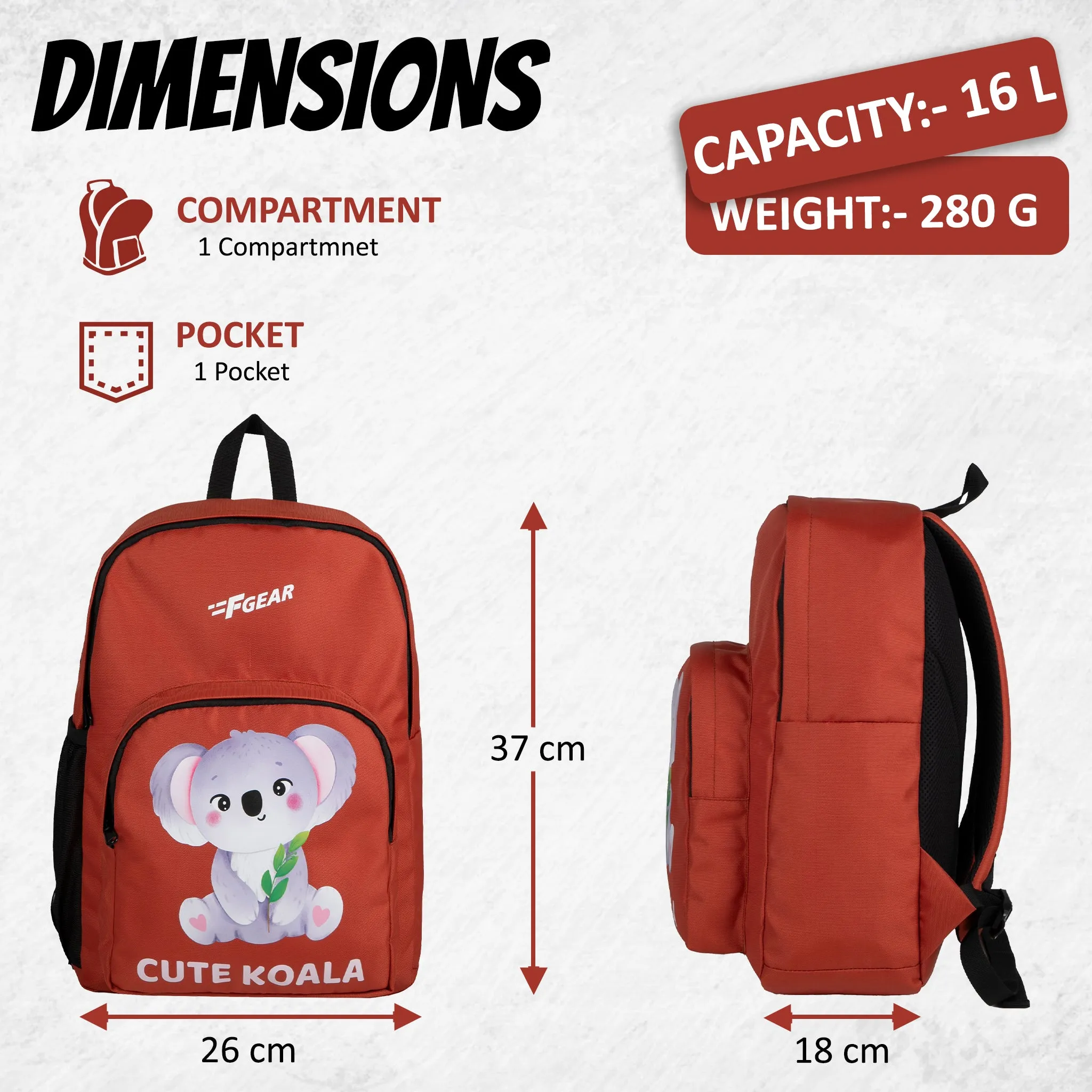 Frisco 15L Picante Cute Koala Kids Backpack