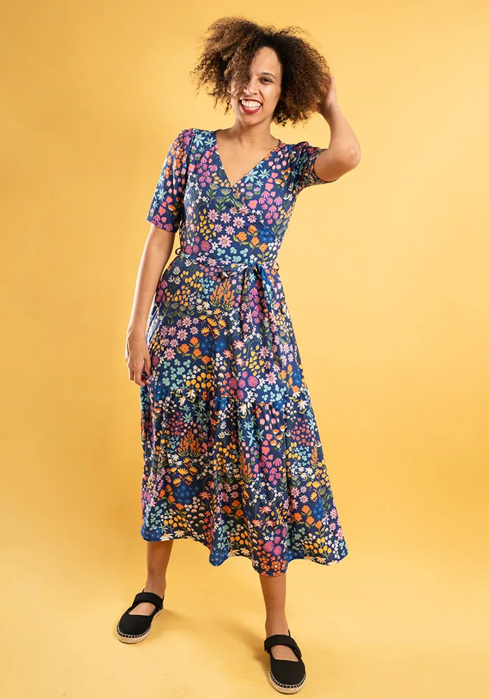 Gardner Wild Flowers Print Tiered Hem Midaxi Dress