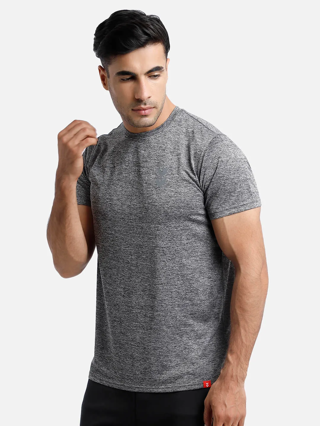 Gensen Round Neck Half Sleeve Solid Regular fit Polyester T-shirt for Men Comfortable Breathable Fabric Stretchable for Everyday Use Ideal for Yoga Training Gym Running or Performance