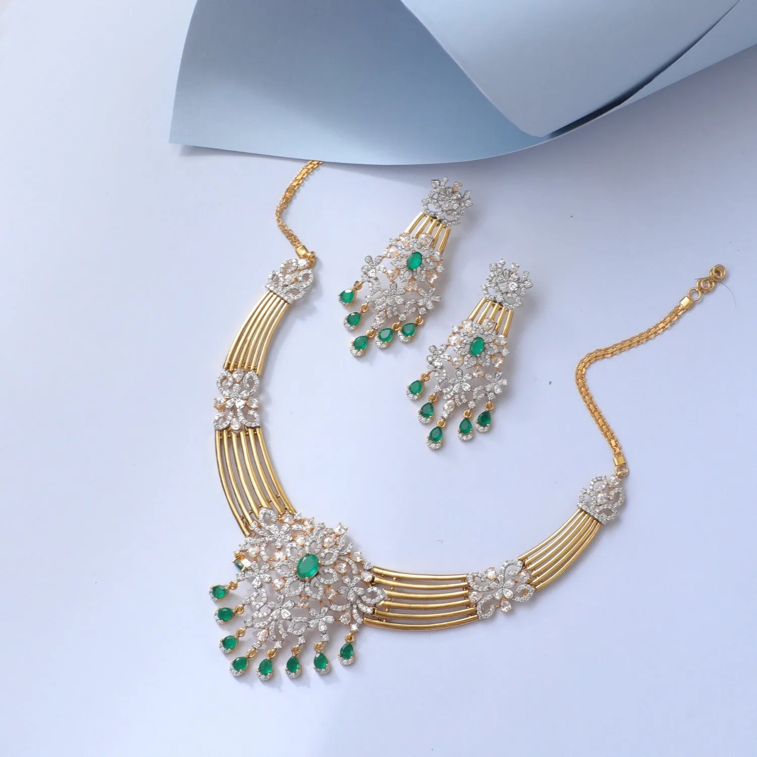 Glitz CZ Silver Necklace Set