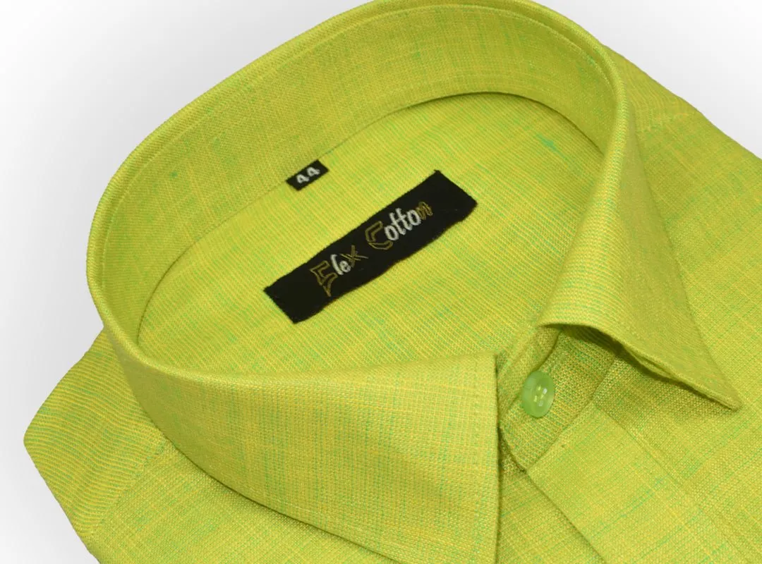 Green Color Dual Tone Matty Cotton Shirt For Men's