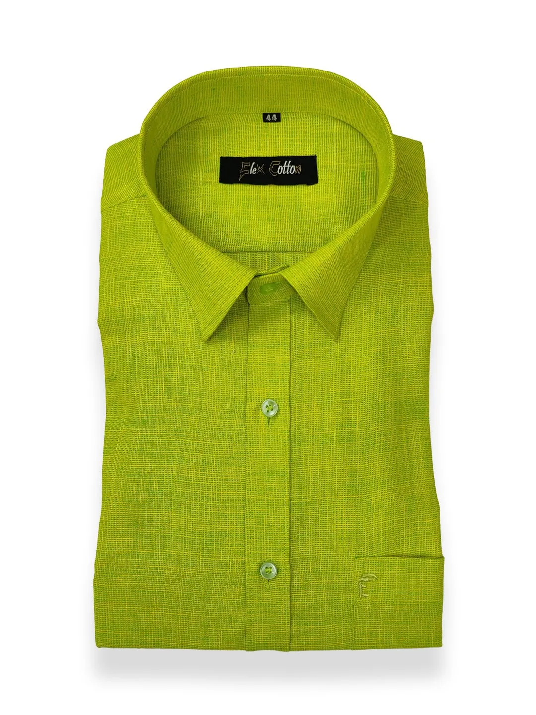 Green Color Dual Tone Matty Cotton Shirt For Men's