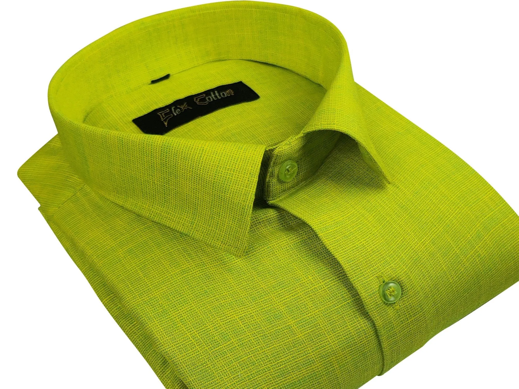 Green Color Dual Tone Matty Cotton Shirt For Men's