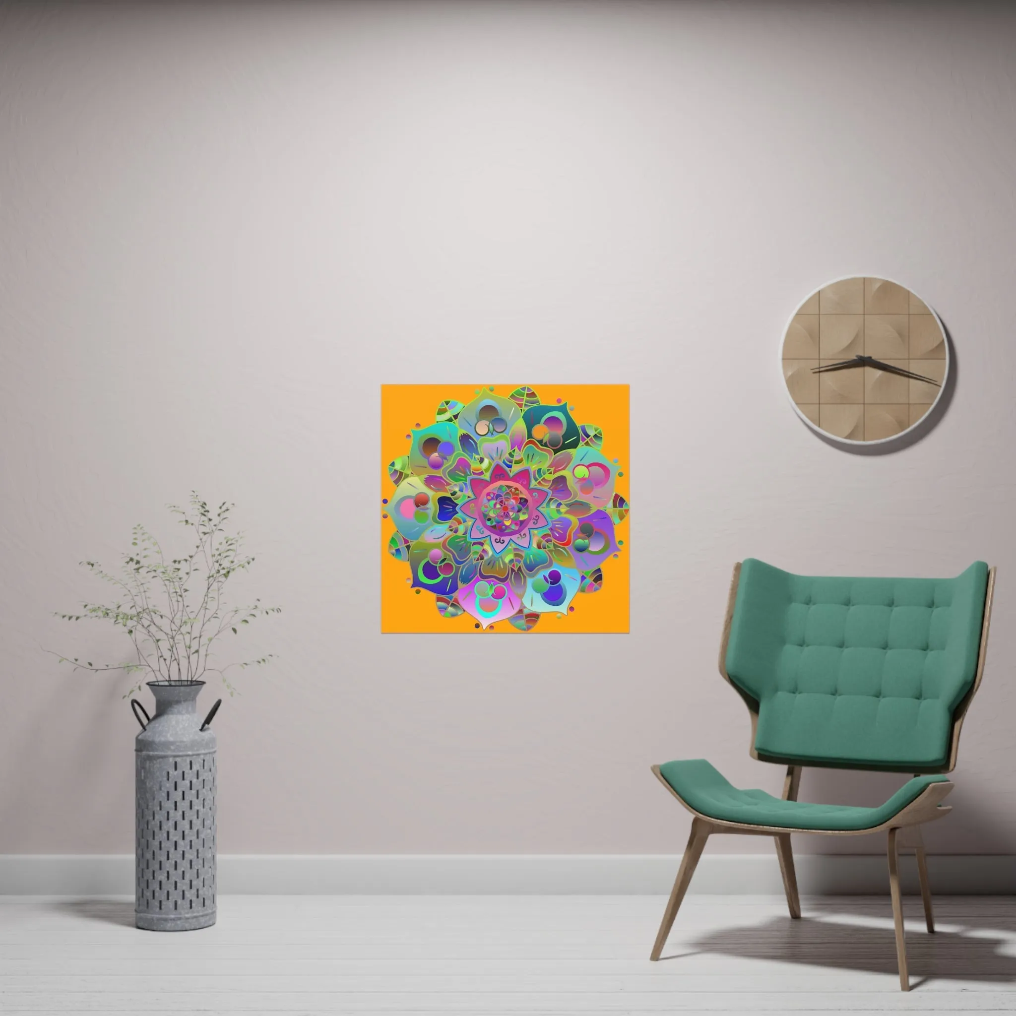 Hand-Drawn Mandala Art Poster - Orange