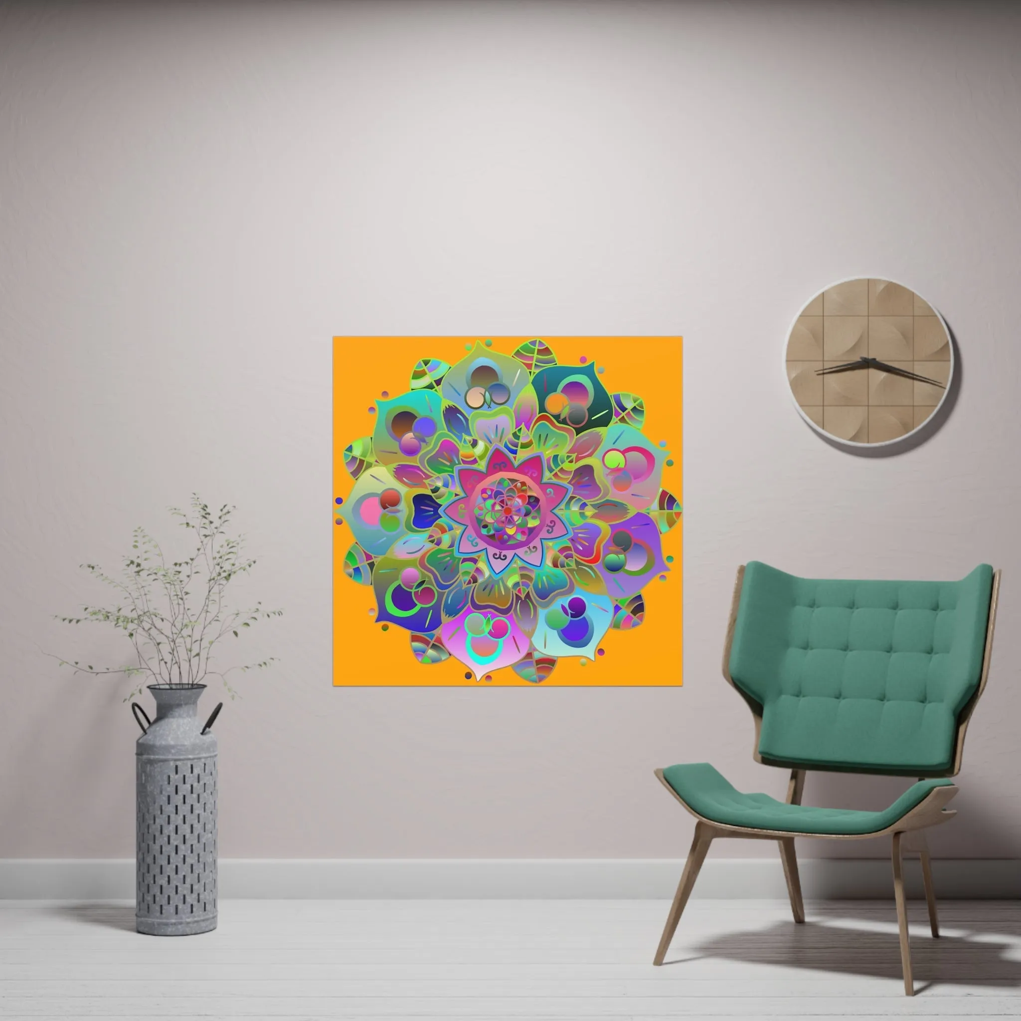 Hand-Drawn Mandala Art Poster - Orange