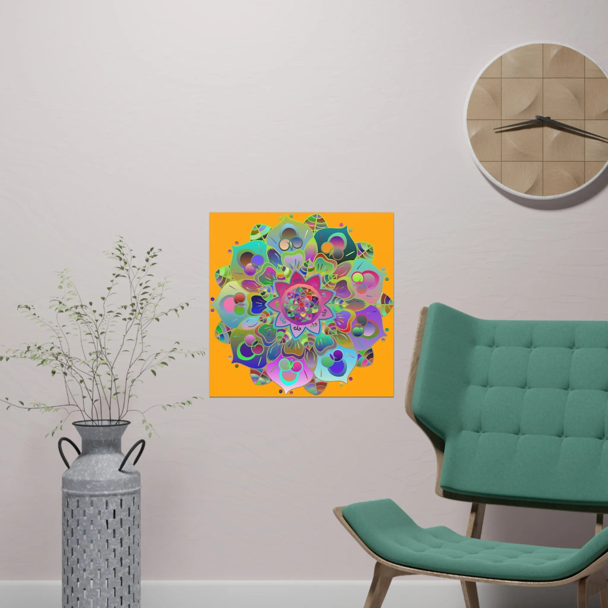 Hand-Drawn Mandala Art Poster - Orange