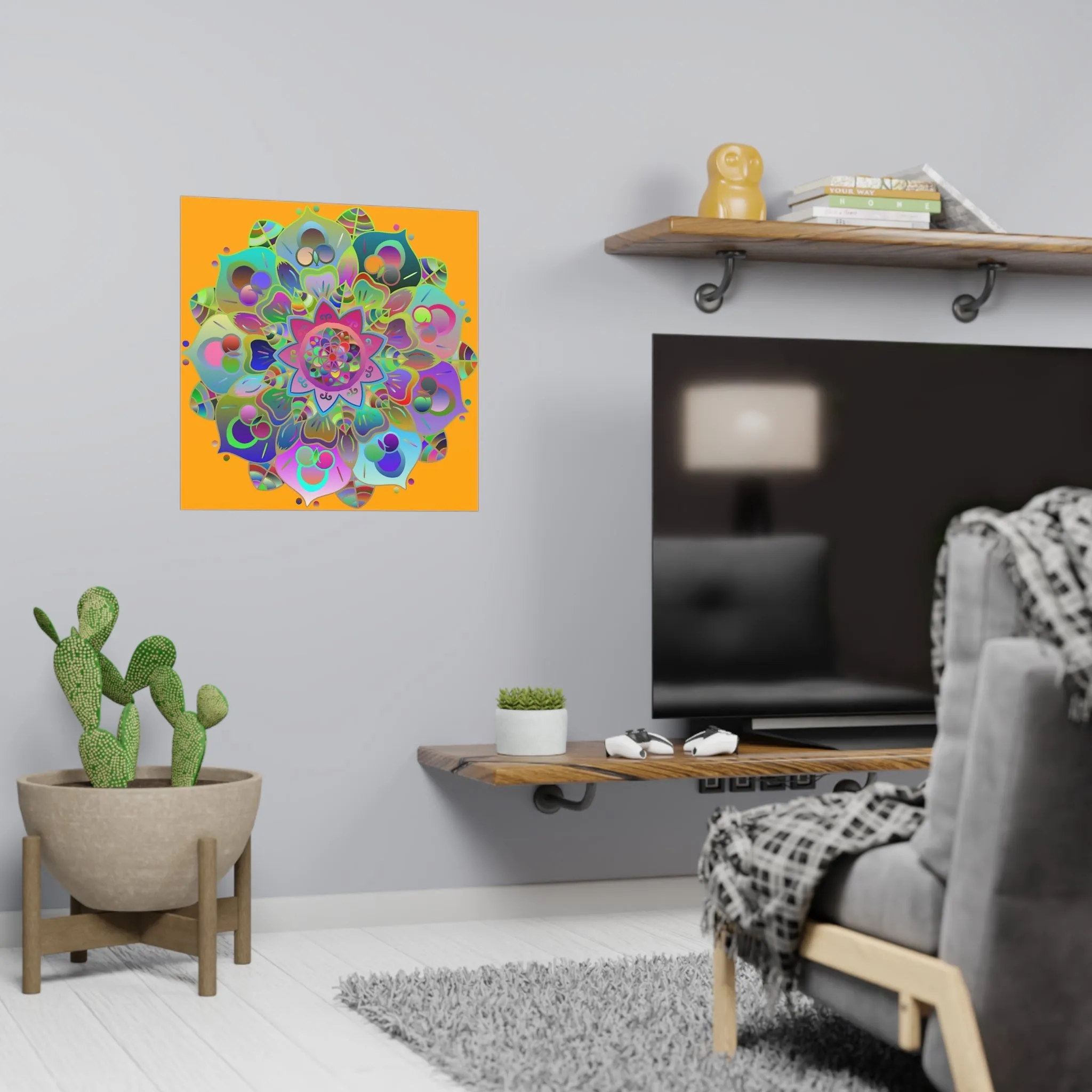 Hand-Drawn Mandala Art Poster - Orange