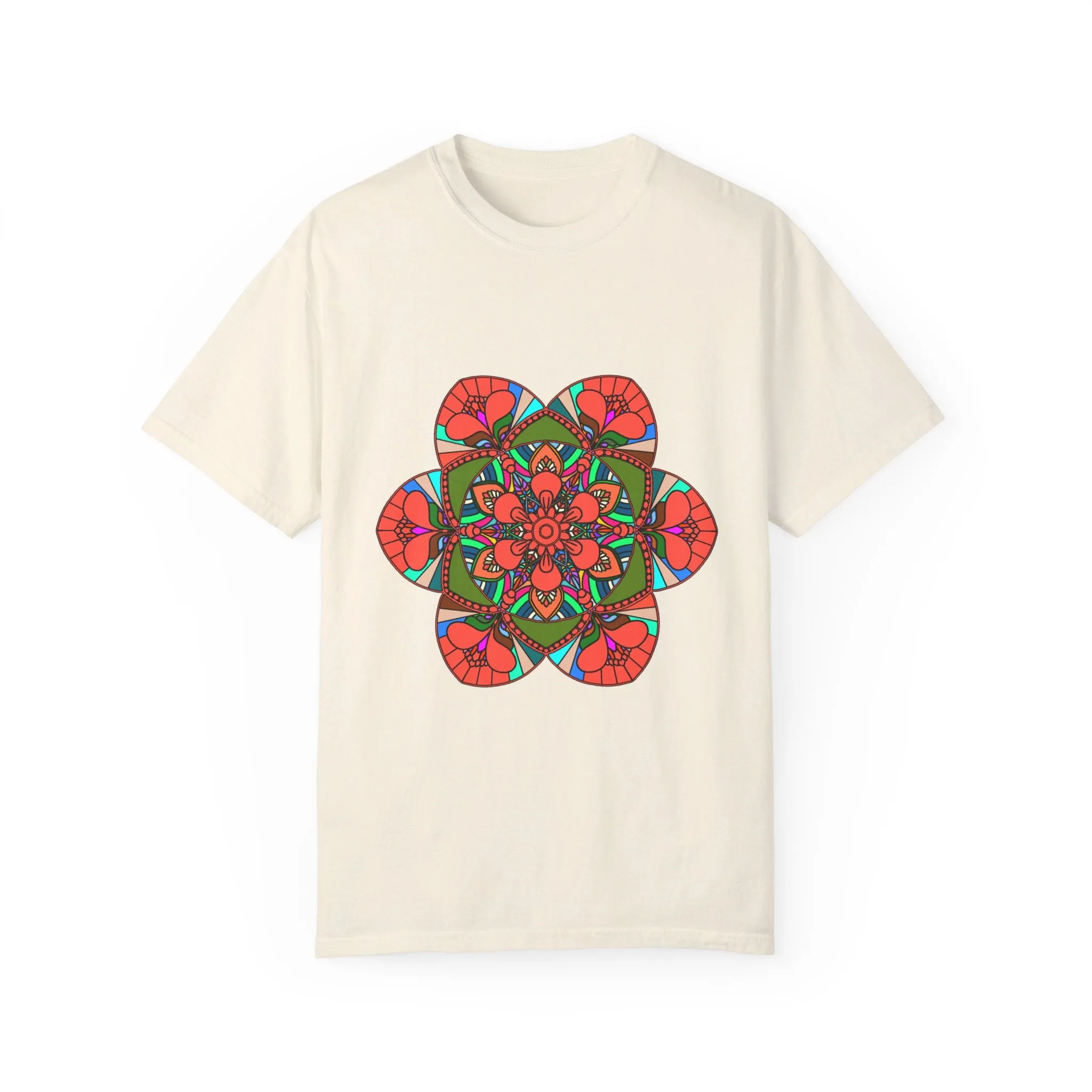 Handmade Mandala Design T-Shirt - 100% Cotton