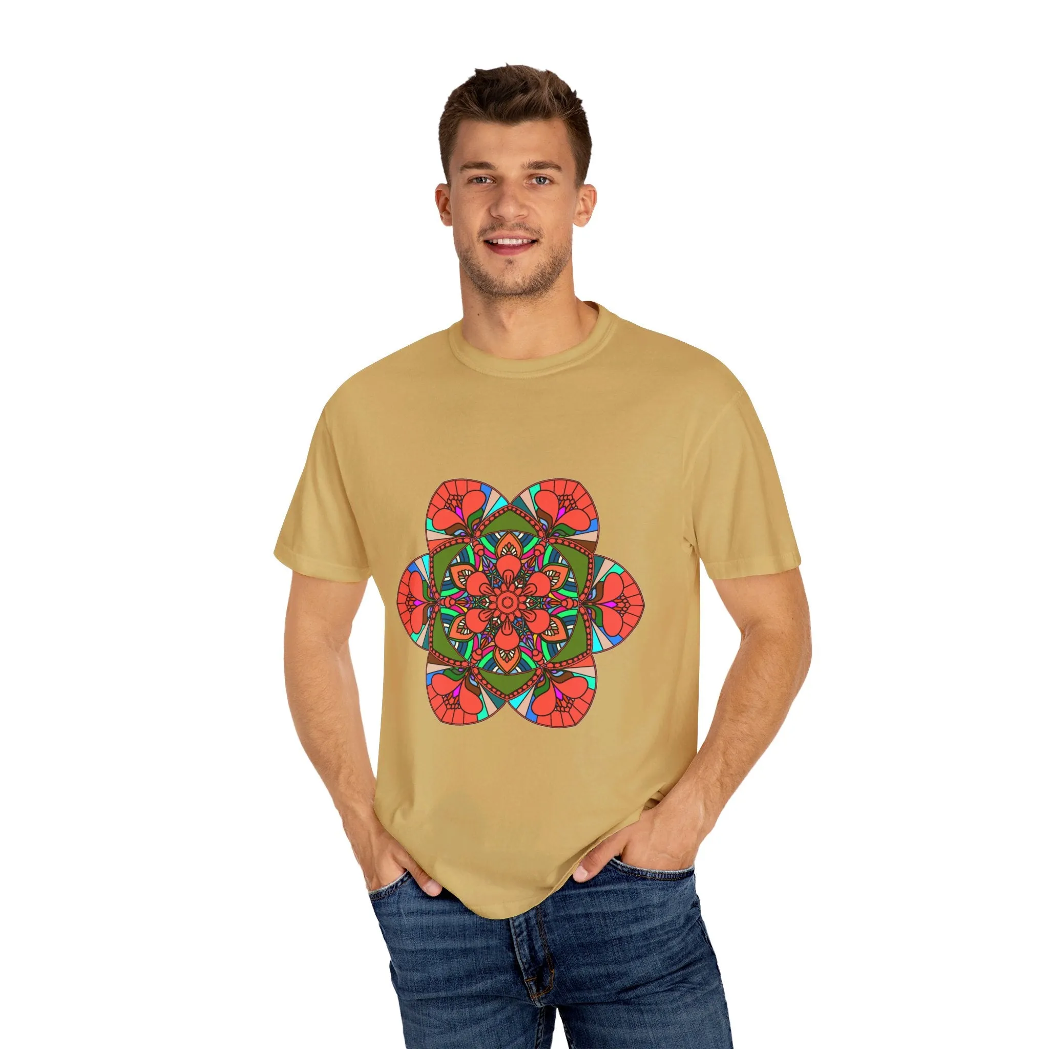 Handmade Mandala Design T-Shirt - 100% Cotton