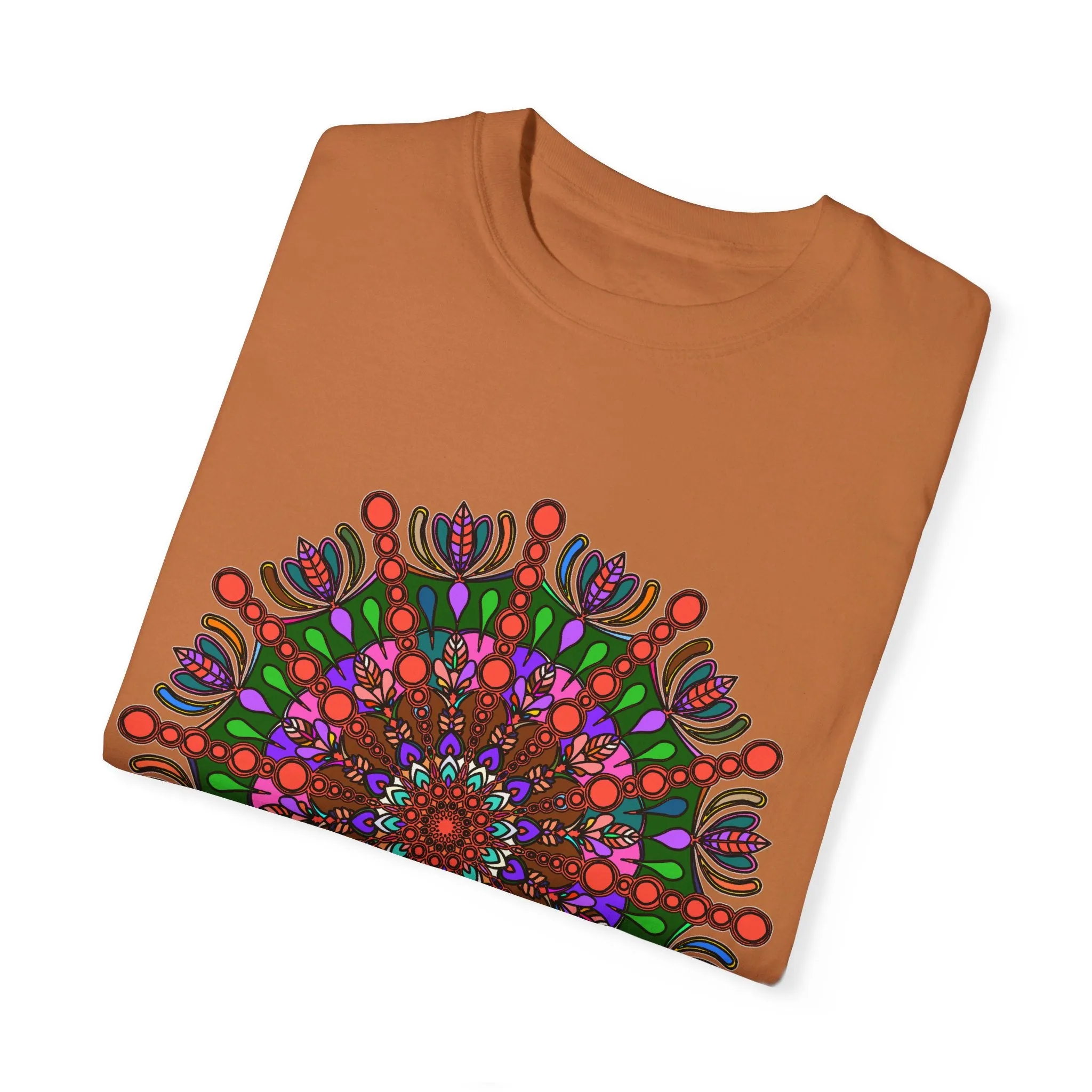 Handmade Mandala Design T-Shirt - 100% Ring-Spun Cotton - Garment-Dyed for Extra Comfort