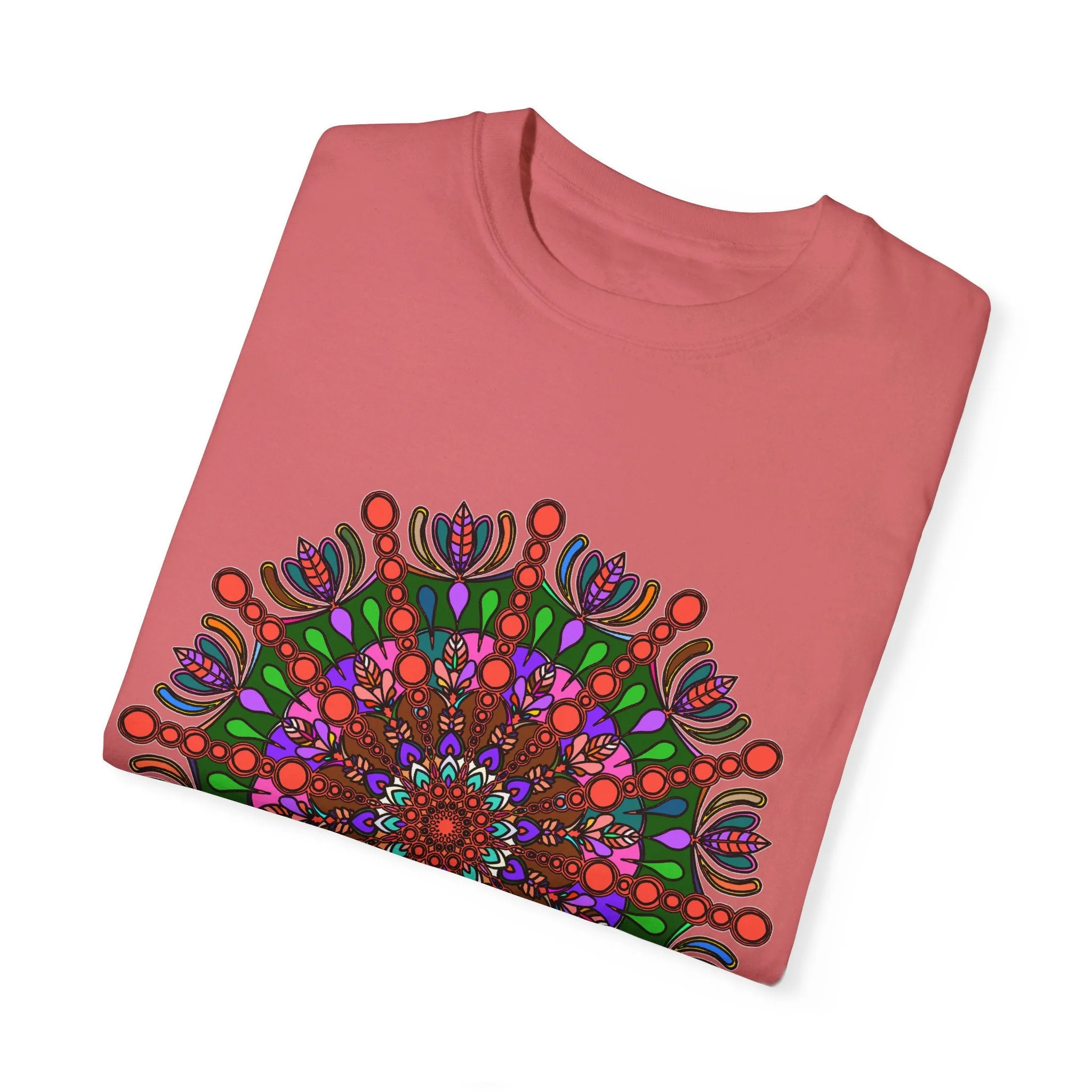 Handmade Mandala Design T-Shirt - 100% Ring-Spun Cotton - Garment-Dyed for Extra Comfort