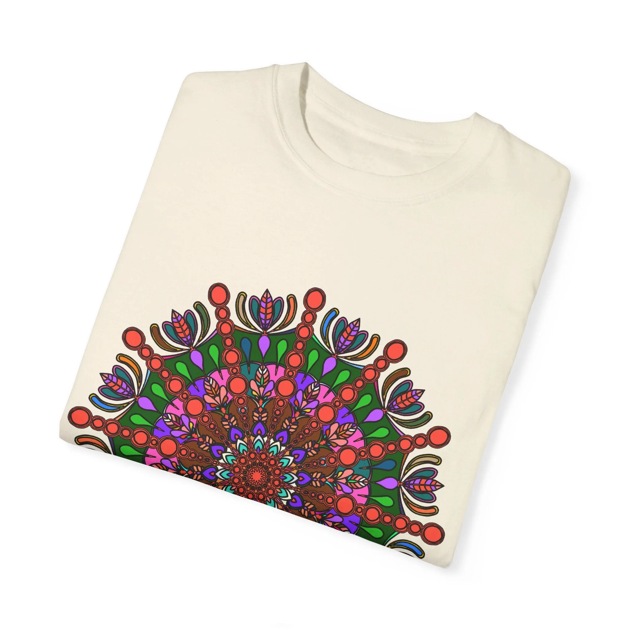 Handmade Mandala Design T-Shirt - 100% Ring-Spun Cotton - Garment-Dyed for Extra Comfort