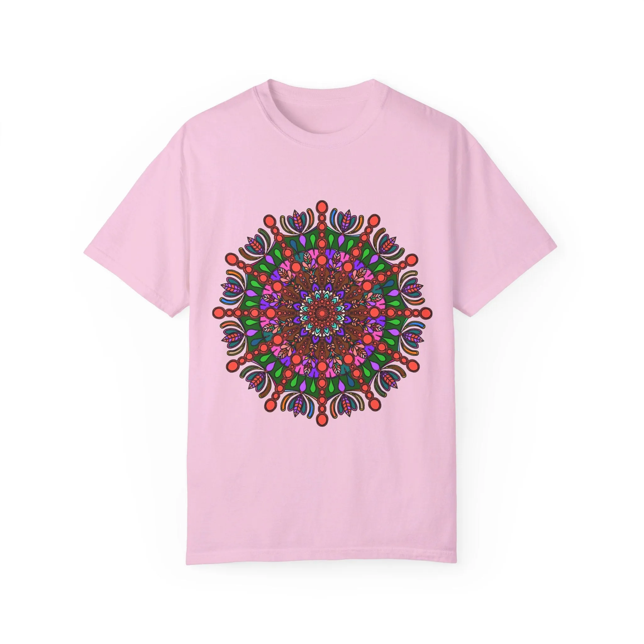 Handmade Mandala Design T-Shirt - 100% Ring-Spun Cotton - Garment-Dyed for Extra Comfort