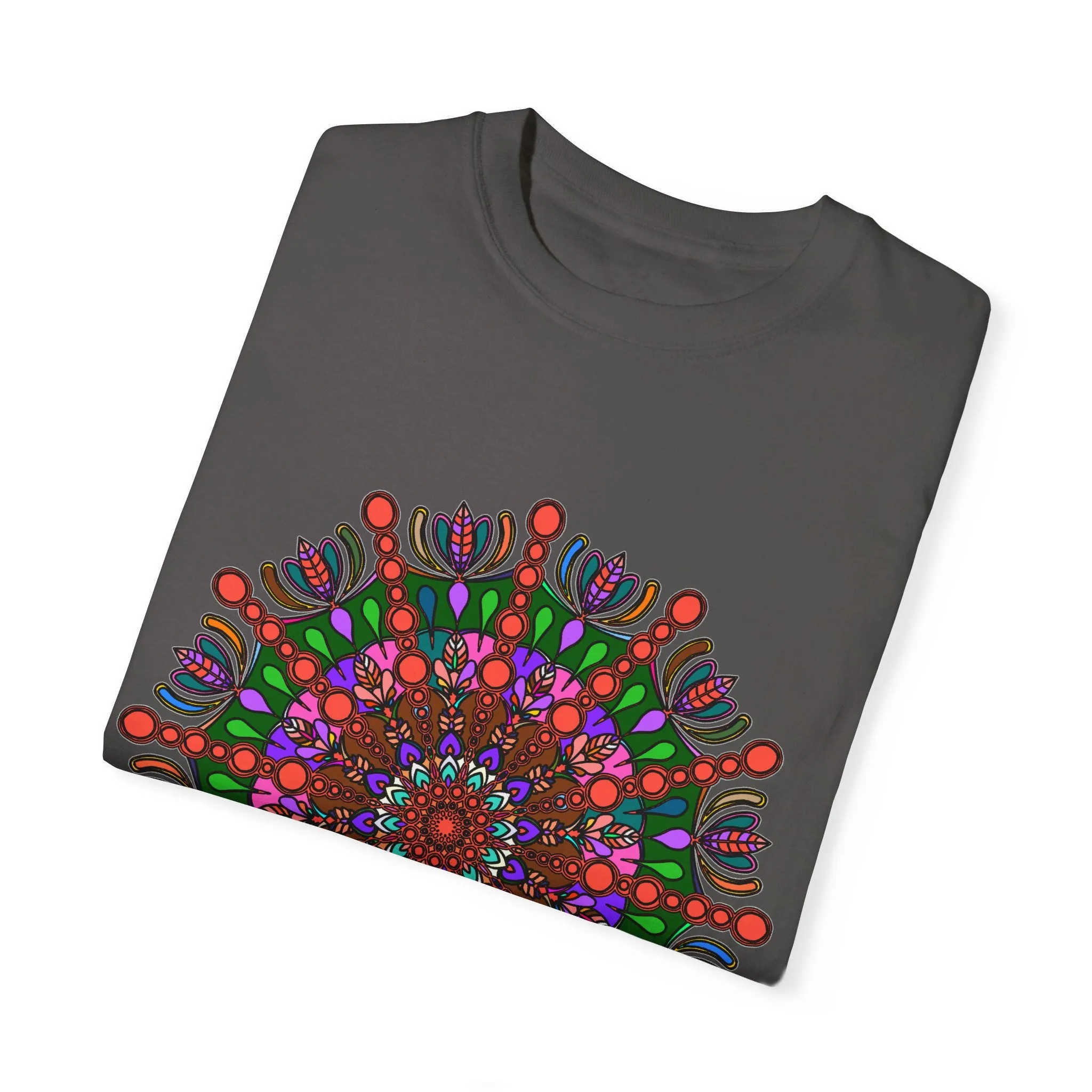 Handmade Mandala Design T-Shirt - 100% Ring-Spun Cotton - Garment-Dyed for Extra Comfort