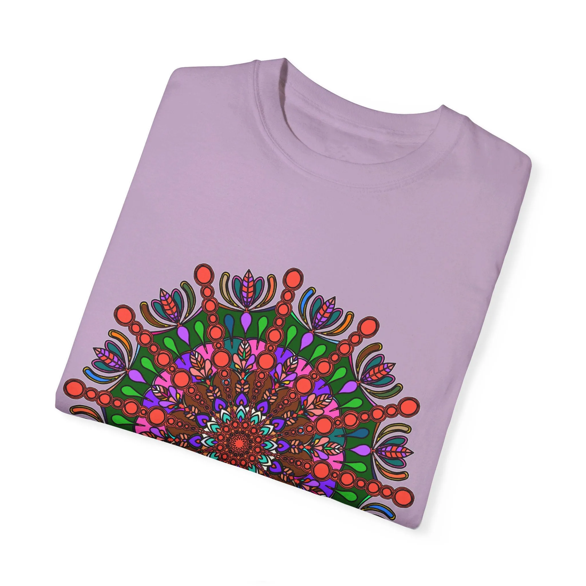 Handmade Mandala Design T-Shirt - 100% Ring-Spun Cotton - Garment-Dyed for Extra Comfort